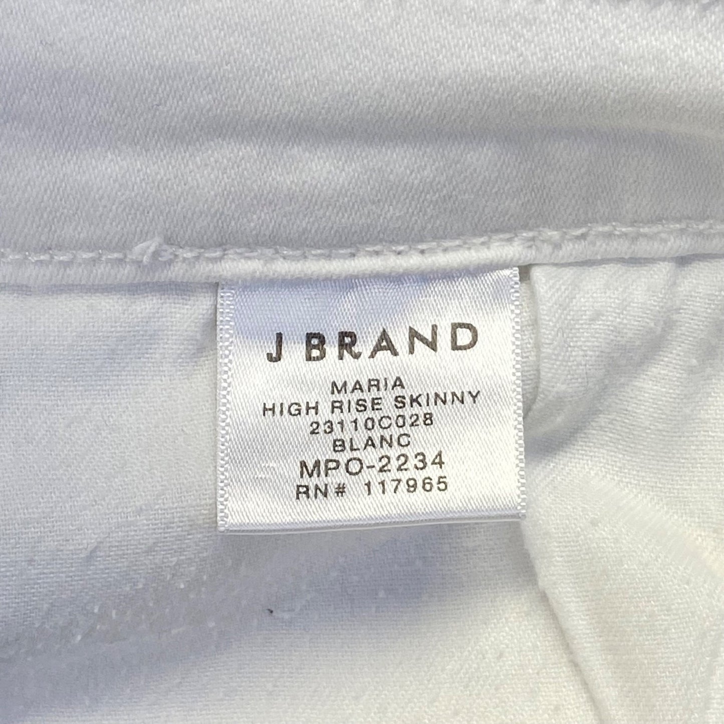 J Brand Women's Maria High Rise Skinny Jeans Size 32 White Denim