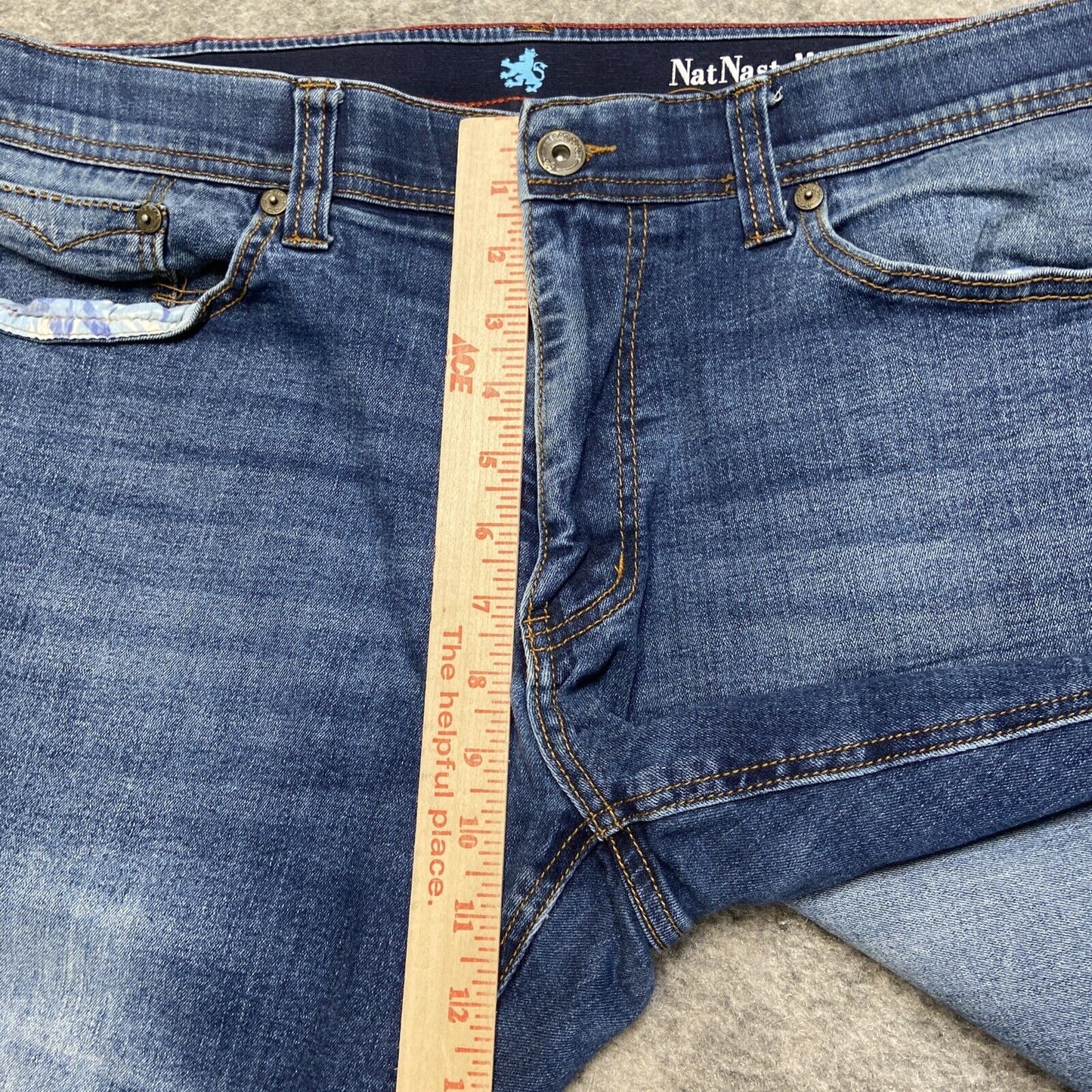 Nat Nast Straight Jeans Men's Size 36x32 Blue Dark Wash Faded Denim