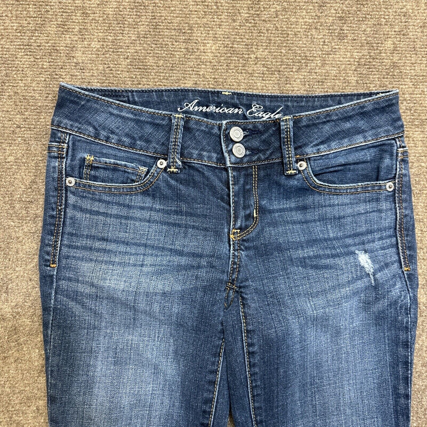American Eagle Artist Stretch Women's Straight Jeans Size 2 R Blue Dark Wash