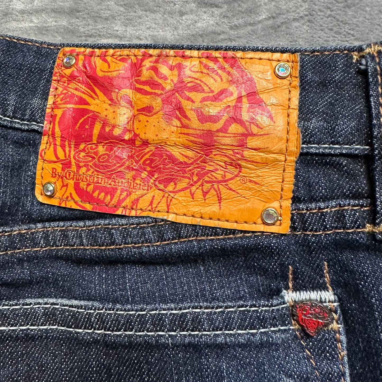 Ed Hardy Easy Rise Skinny Jeans Women's Size 28 Dark Blue Denim