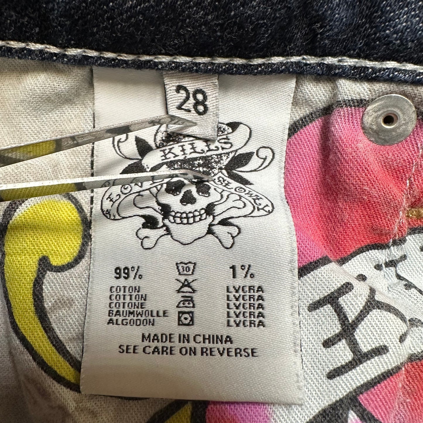 Ed Hardy Easy Rise Skinny Jeans Women's Size 28 Dark Blue Denim