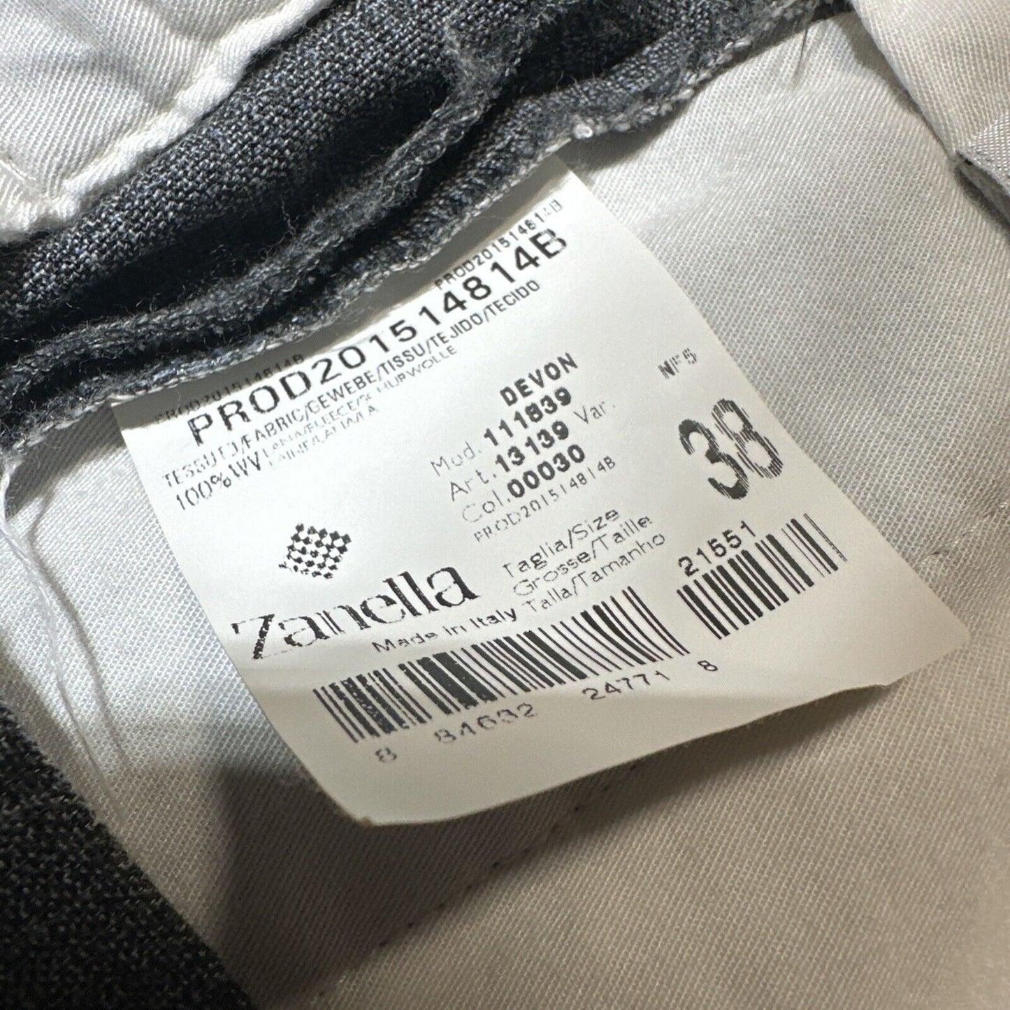 Zanella For Nordstrom Devon Men's Dress Pants Size 38x30 Gray Medium Wash Denim