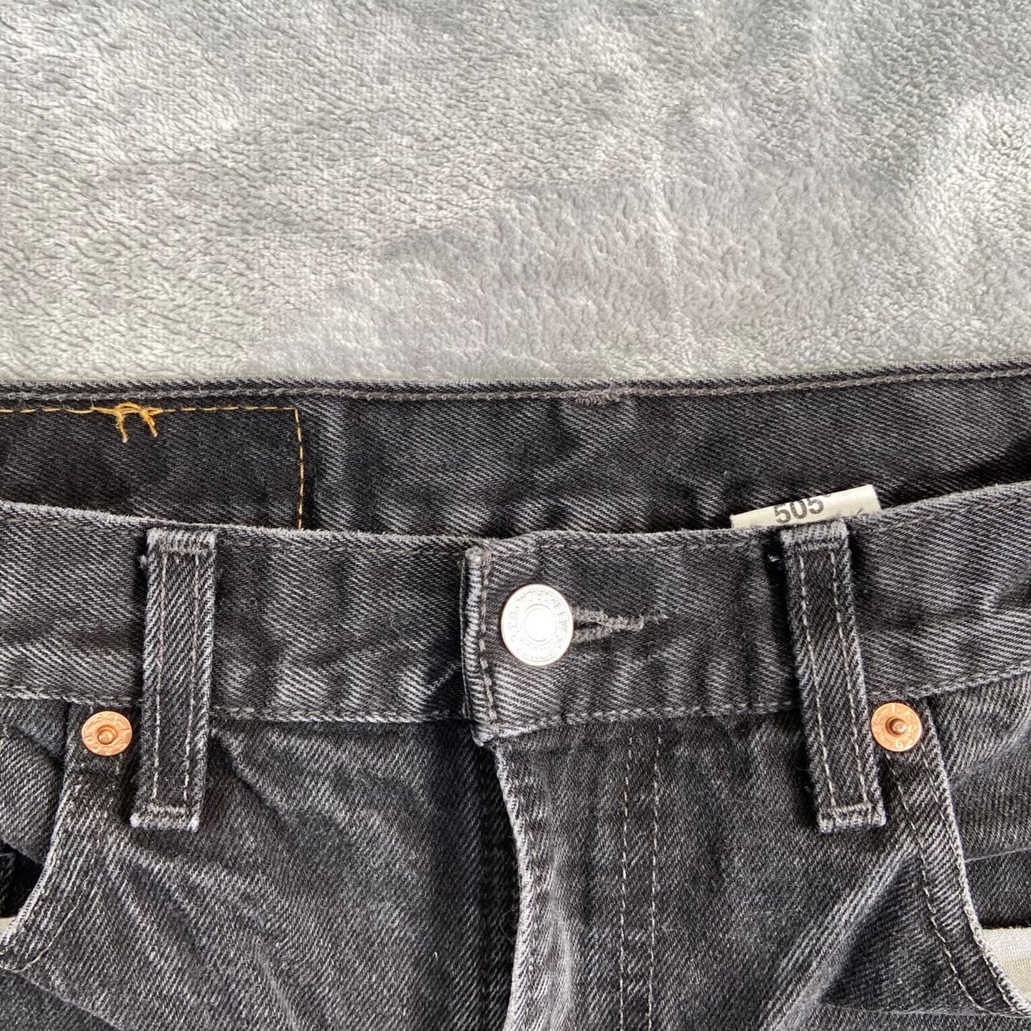 Levi's 505 Regular Fit Straight Leg Men's Jeans 33x34 Black Denim