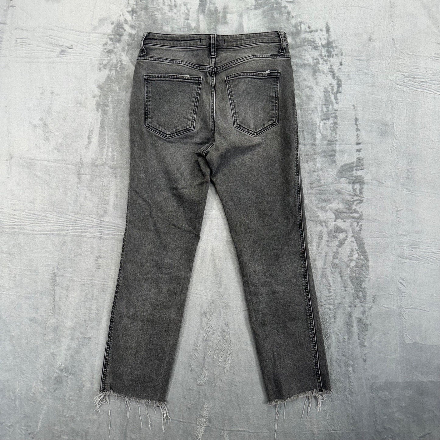 Free People Women's Cropped Straight Jeans Size 26 Gray Medium Wash Denim