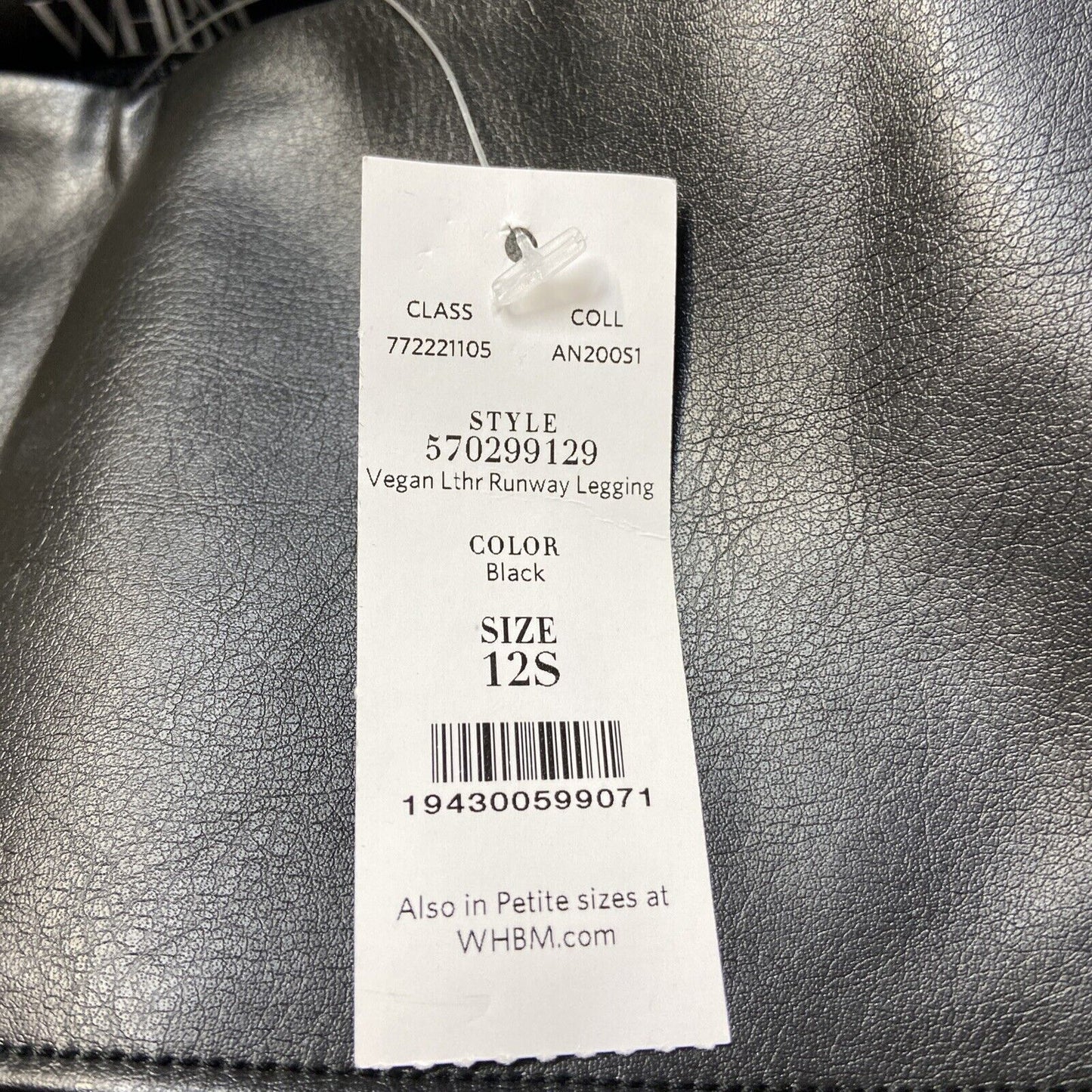 New WHBM White House Black Market Faux Leather Runaway Legging Women's 12S Black