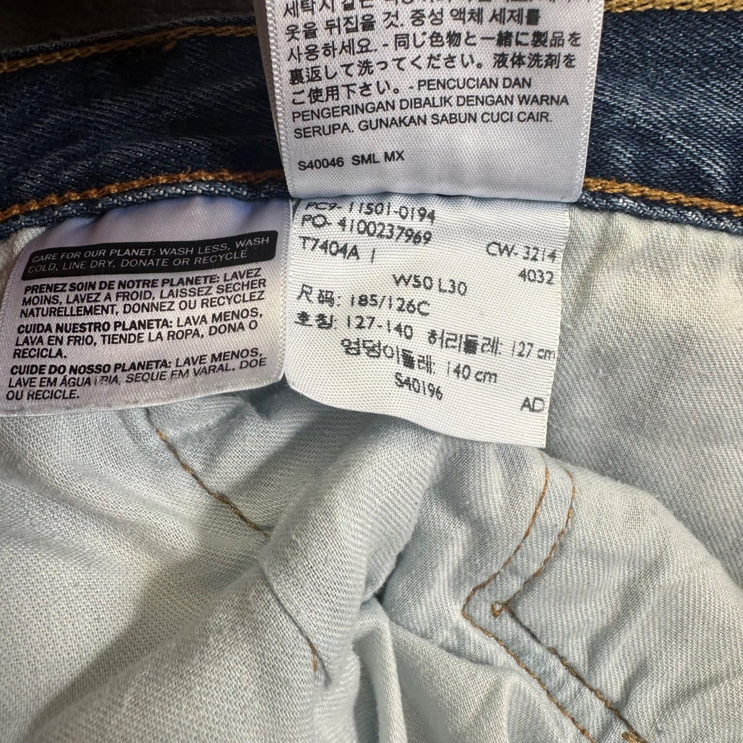 Levi's Men's 501 Straight Jeans 50x30 Blue Denim Medium Wash