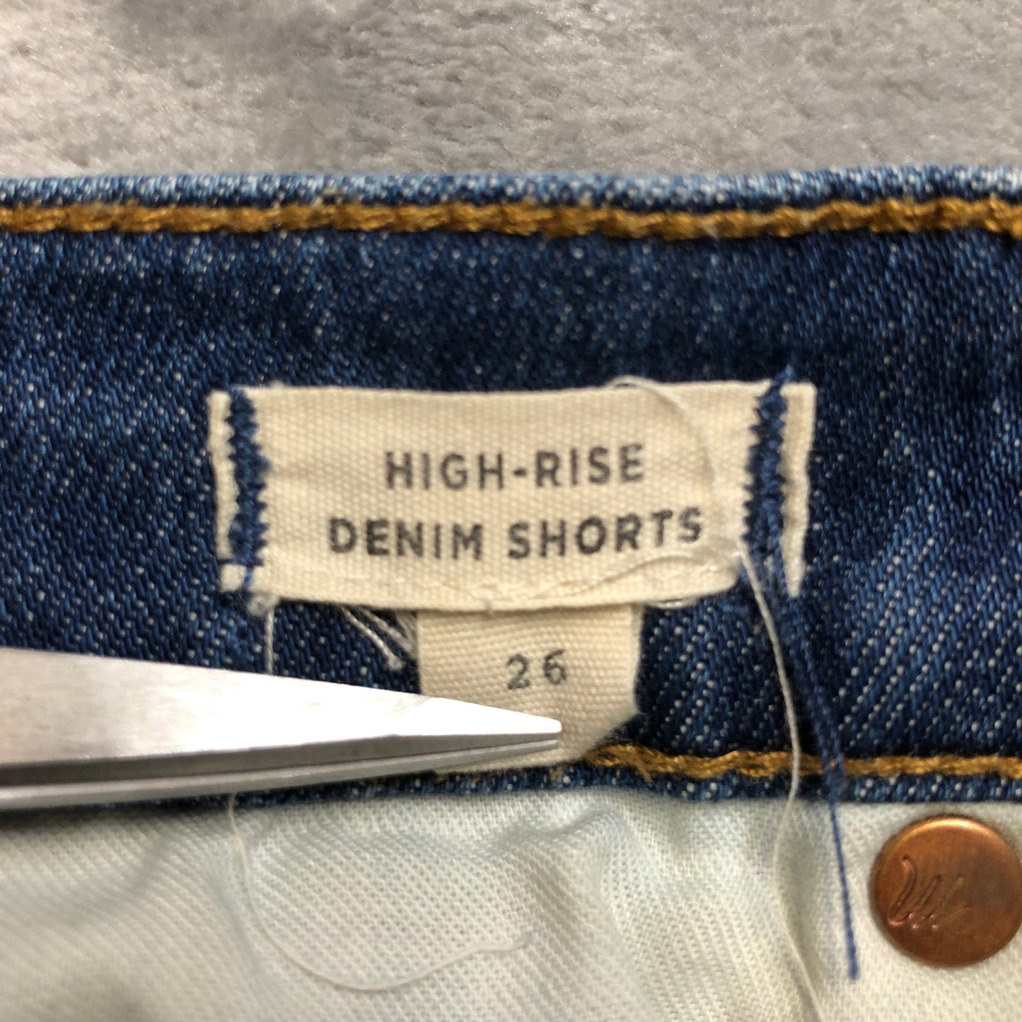 Madewell Cut Off High Rise Jean Shorts Women's Size 26 Blue Denim
