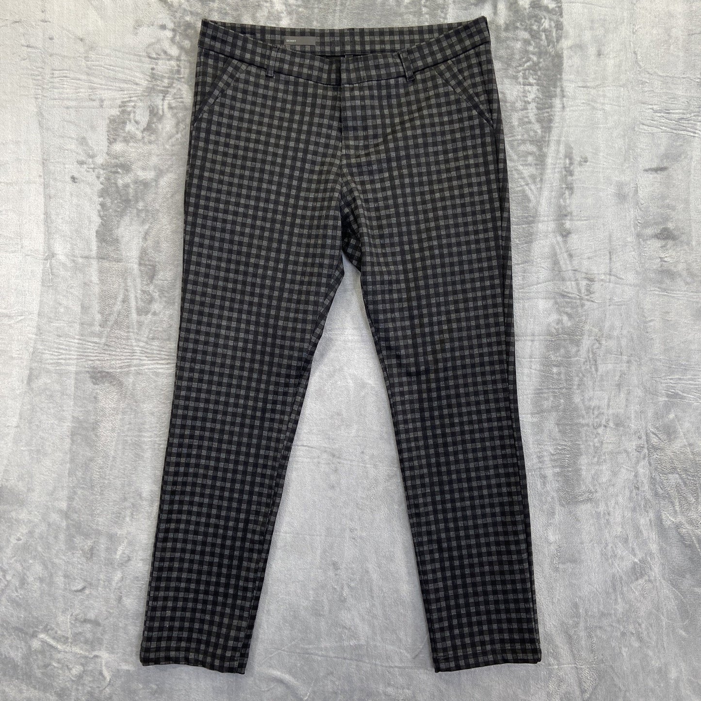 KUT From The Kloth Skinny Trousers Women's Size 14L Plaid Black Dress Pants