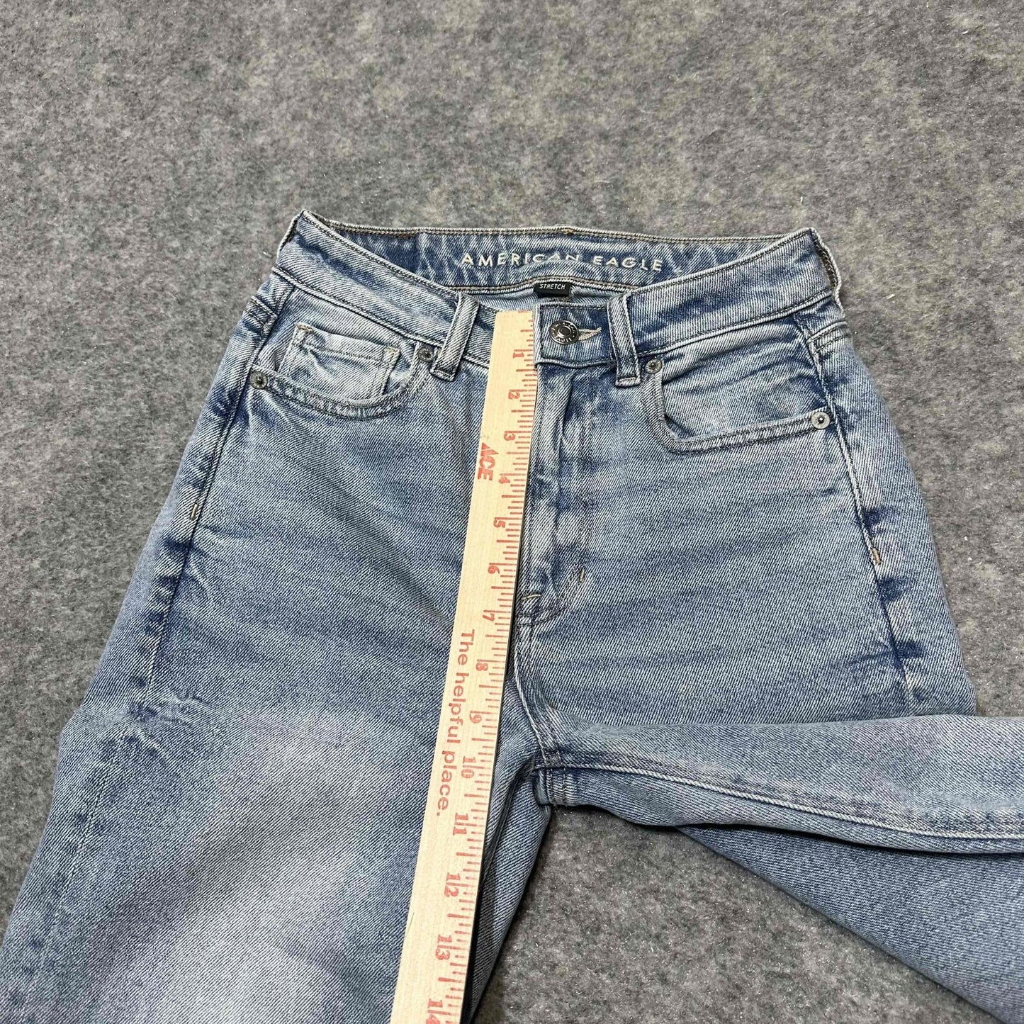 American Eagle Mom Straight Jean Women's Stretch Jeans Size 000 Short Blue Light