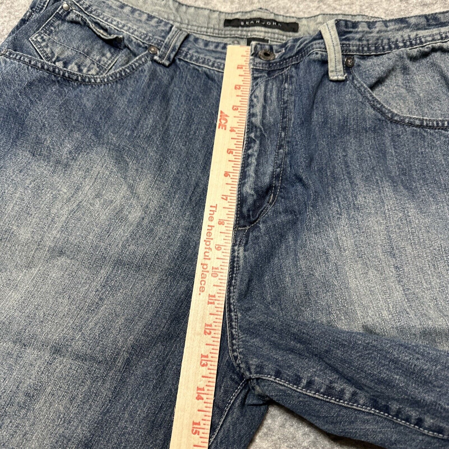 Sean John Men's Bermuda Jean Shorts Sz 40 Blue Dark Denim Y2K Grunge Streetwear