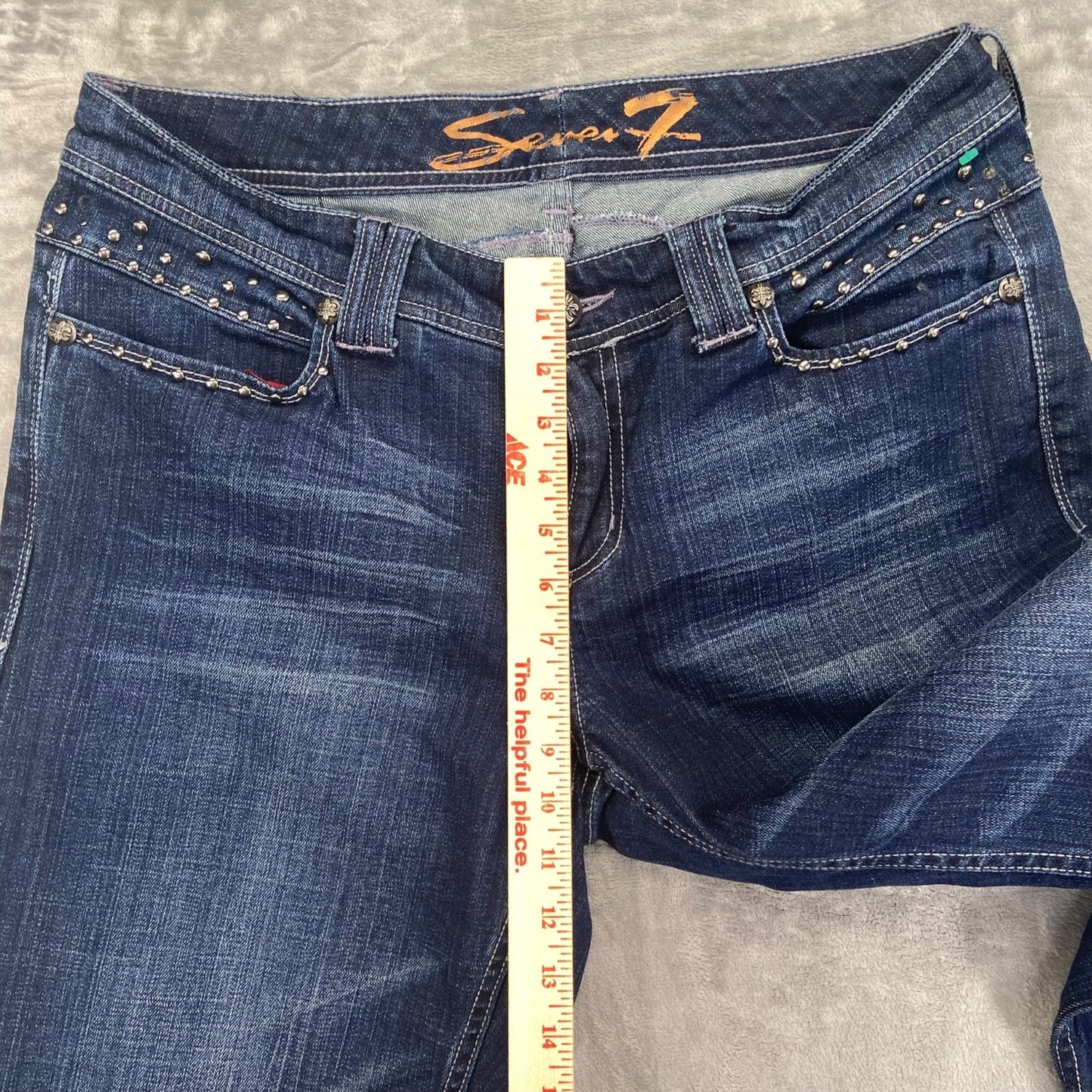 Seven7 Women's Studded Bootcut Jeans Size 16 Blue Dark Wash