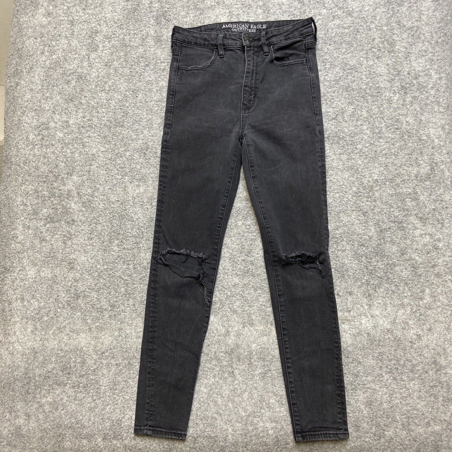 American Eagle Super Stretch Distressed Super High Rise Jegging Women’s 6 Black