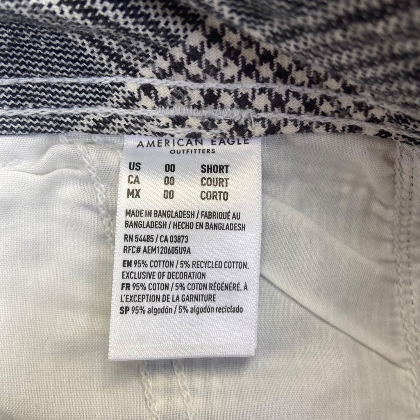 American Eagle Plaid Wide Leg Pants Women's Size 00 Short Gray Cotton