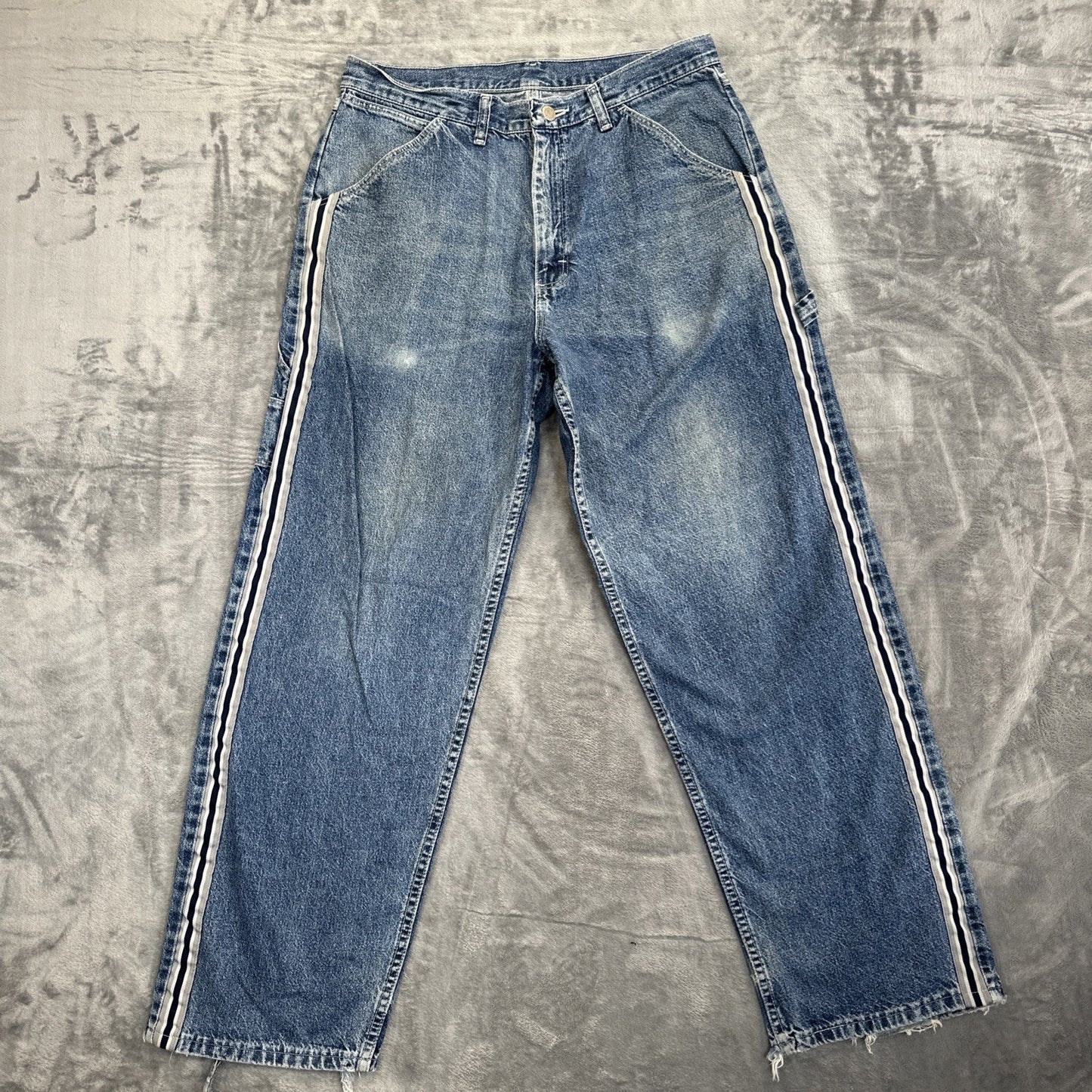 Vintage Wrangler Hero Stripe Sides Carpenter Jeans Mens 33x32 Blue