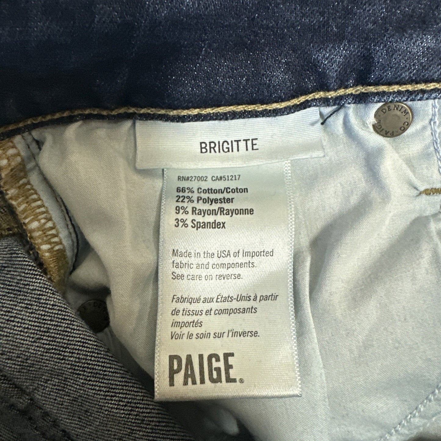 Paige Brigitte Distressed Skinny Jeans Womens 24 Blue Dark Wash Stretch Denim