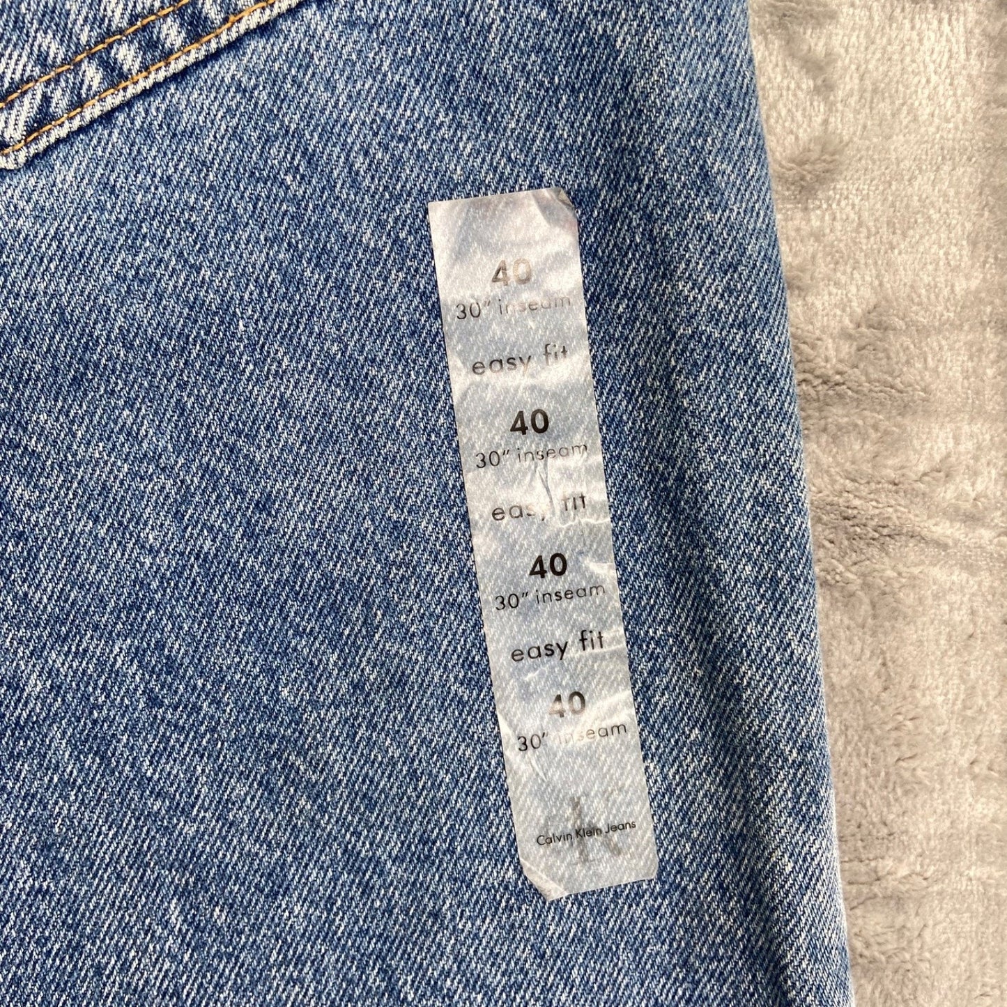 Vintage New Calvin Klein Men's Easy Fit Jeans Size 40x30 Light Blue Denim