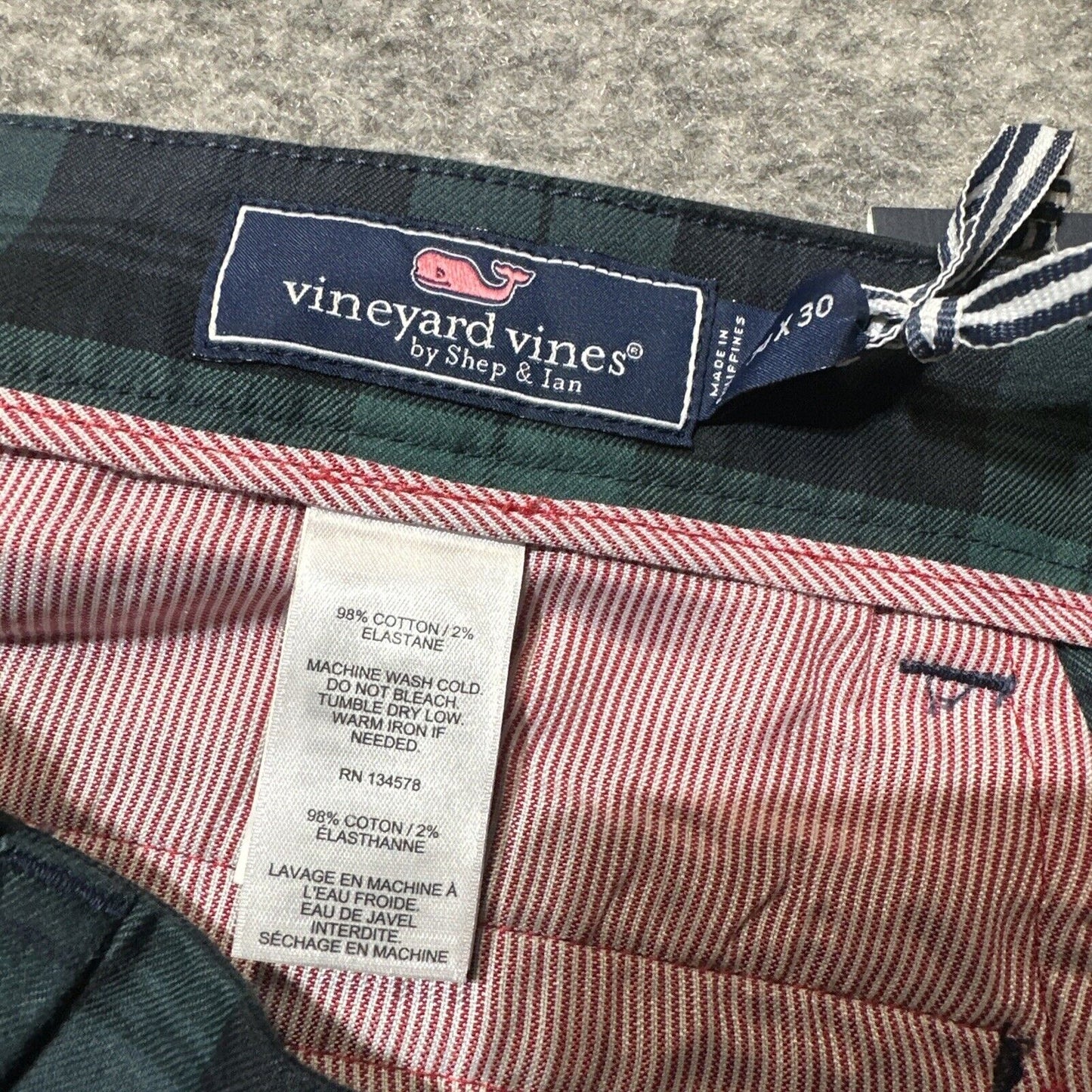 New Vineyard Vines Breaker Pant Men's Size 30x30 Charleston Green Plaid Chinos
