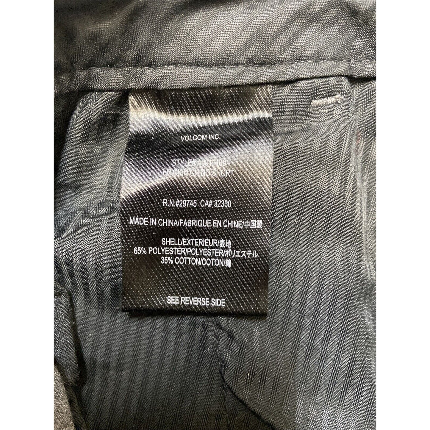 Volcom Frickin Chino Shorts Men's Size 32 Gray Casual Shorts