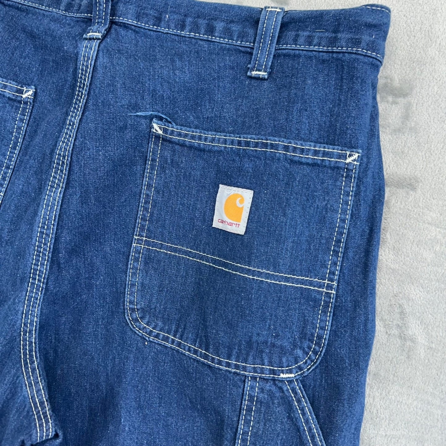 Carhartt Men's Dungaree Fit Straight Jeans 34x30 Blue Dark Wash #2028