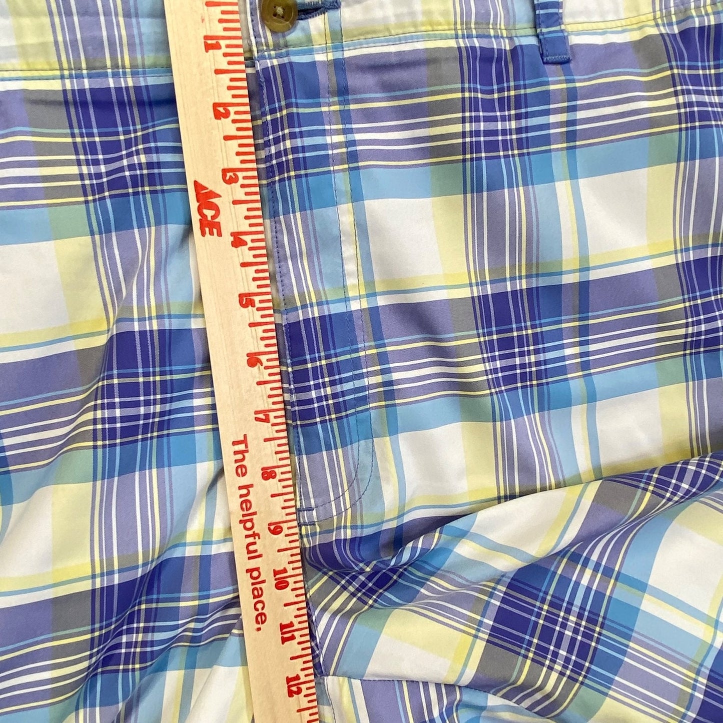 Jack Nicklaus Golf Shorts Men's Sz 40 Blue White Plaid Elastic Waist 11" Longer