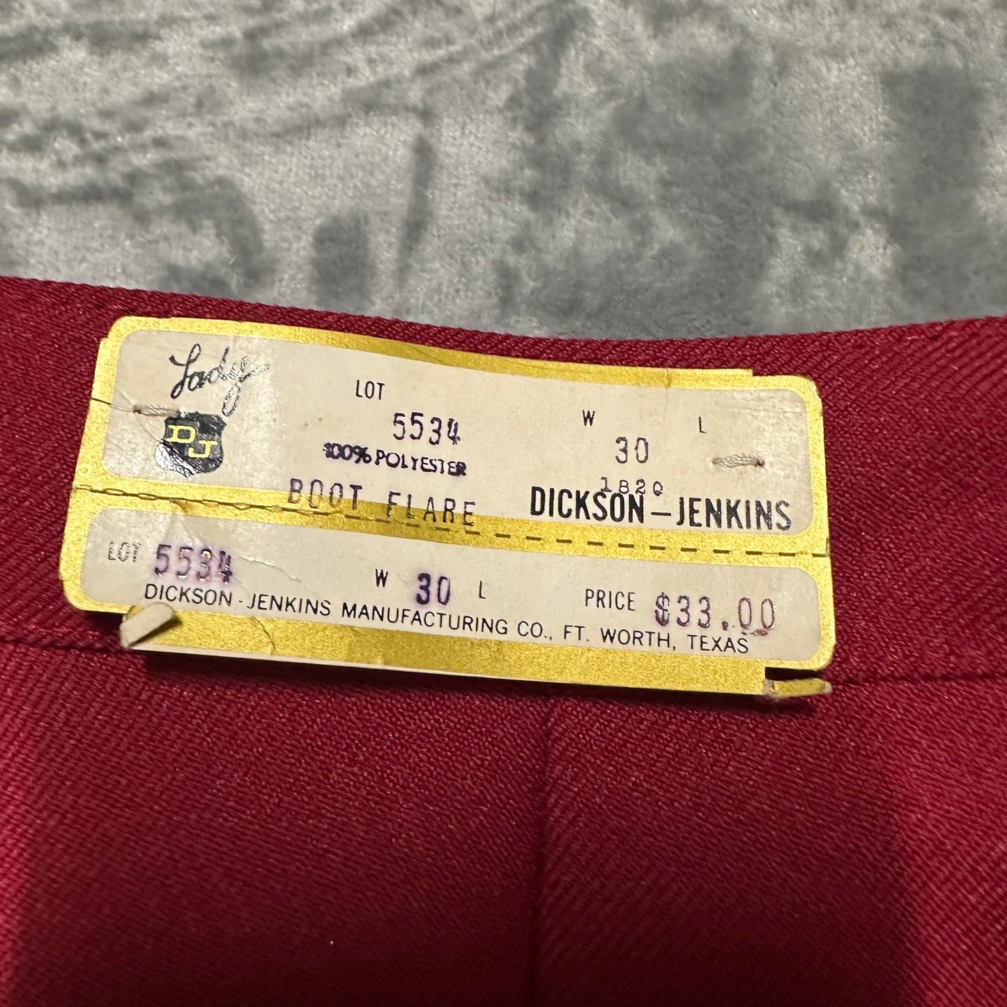 New Vintage Lady Dickson Jenkins Western Flared Pants Women's Sz 30 Red Unhemmed