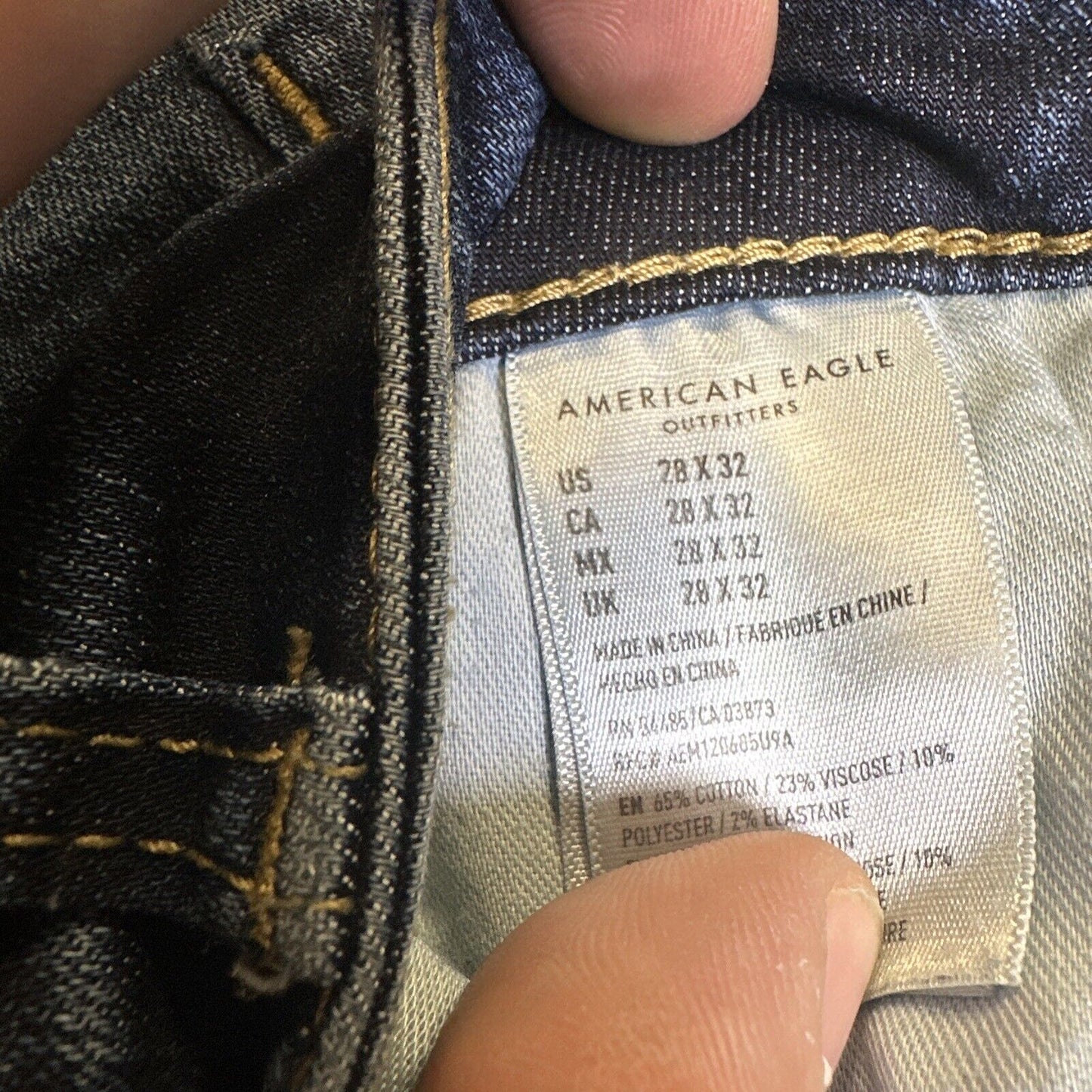 American Eagle Mens Next Level Stretch Slim Jeans Size 28x32 Dark Blue Denim
