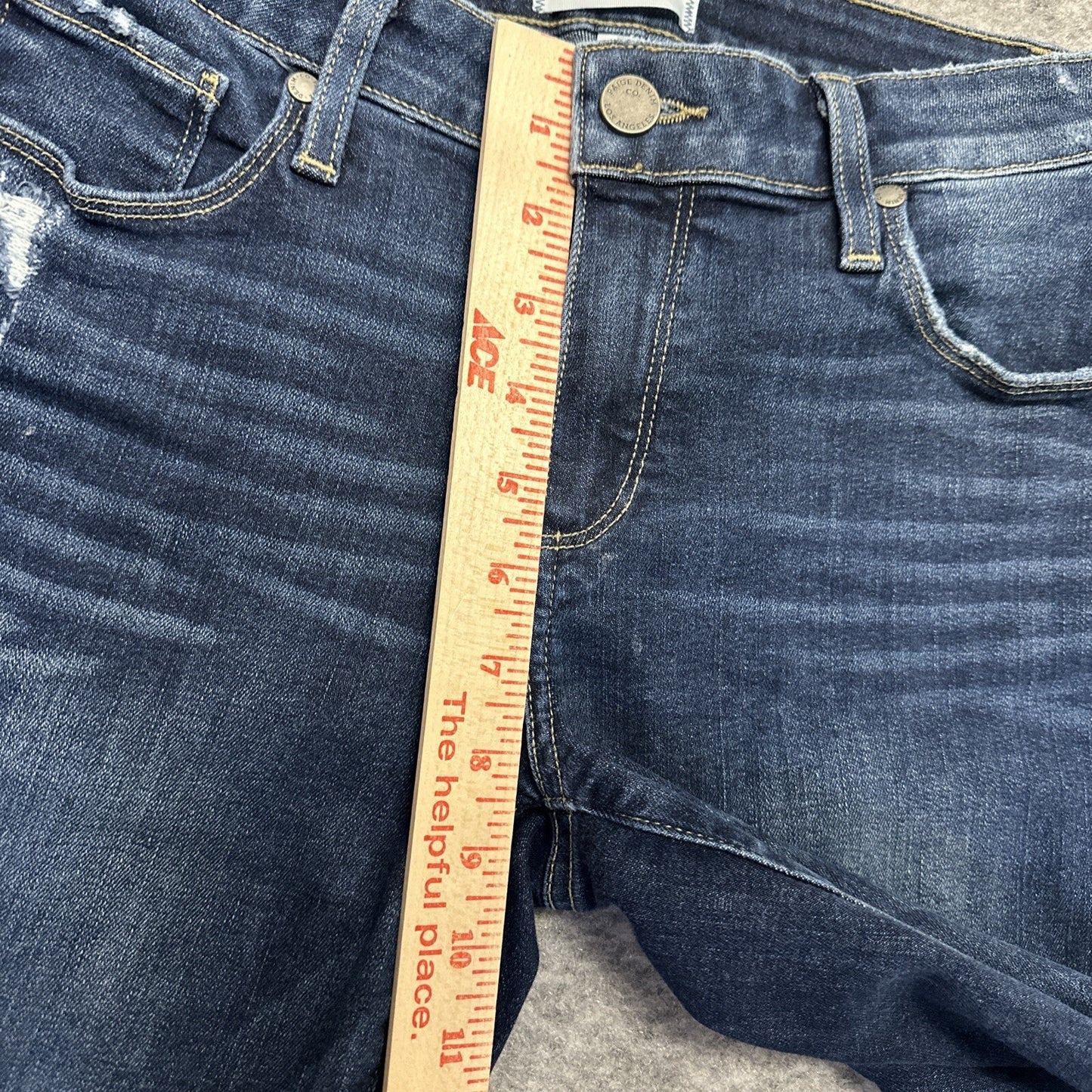 Paige Brigitte Distressed Skinny Jeans Womens 24 Blue Dark Wash Stretch Denim