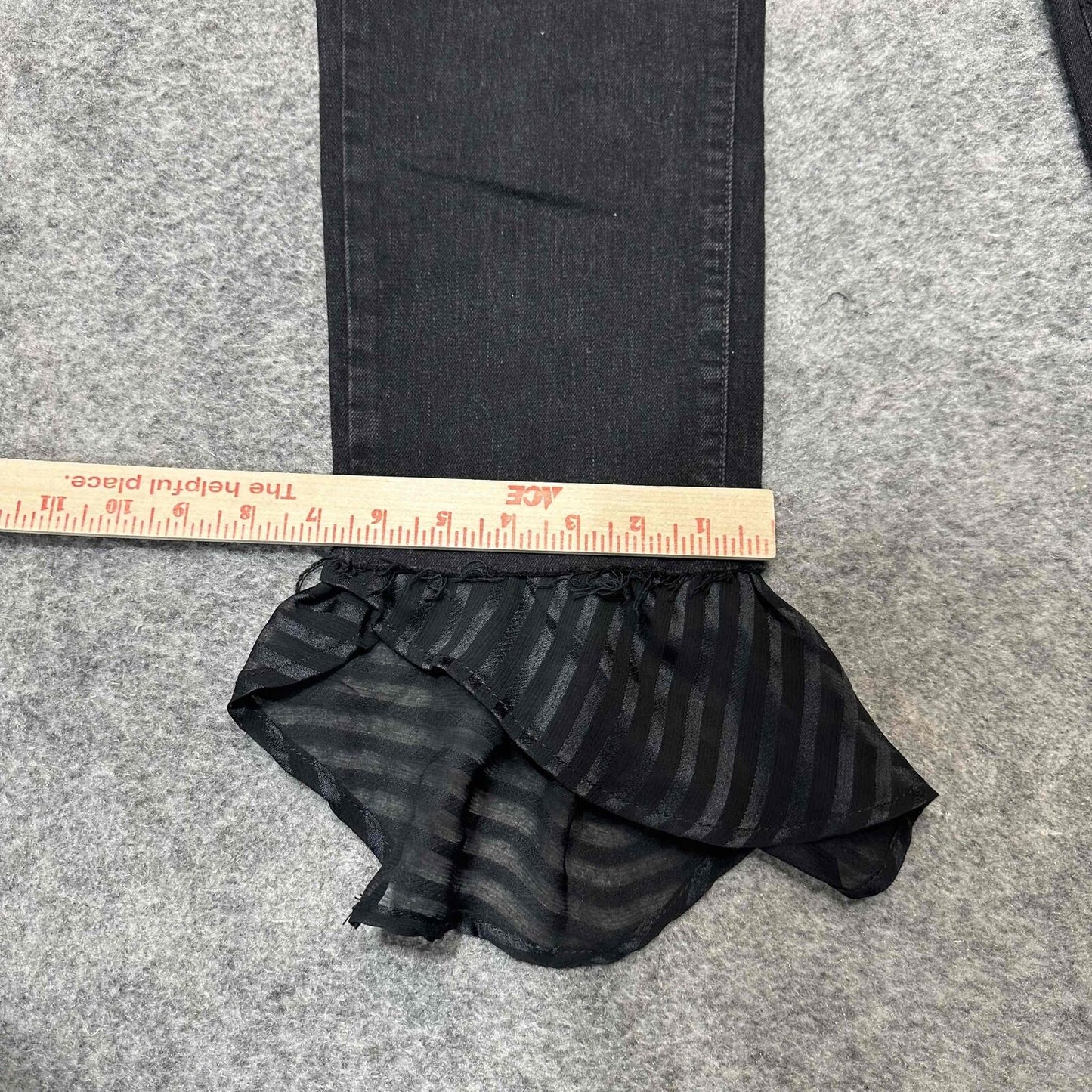 Paige Hoxton Straight Ankle Women's Ruffled Hem Flared Jeans Size 26P Black