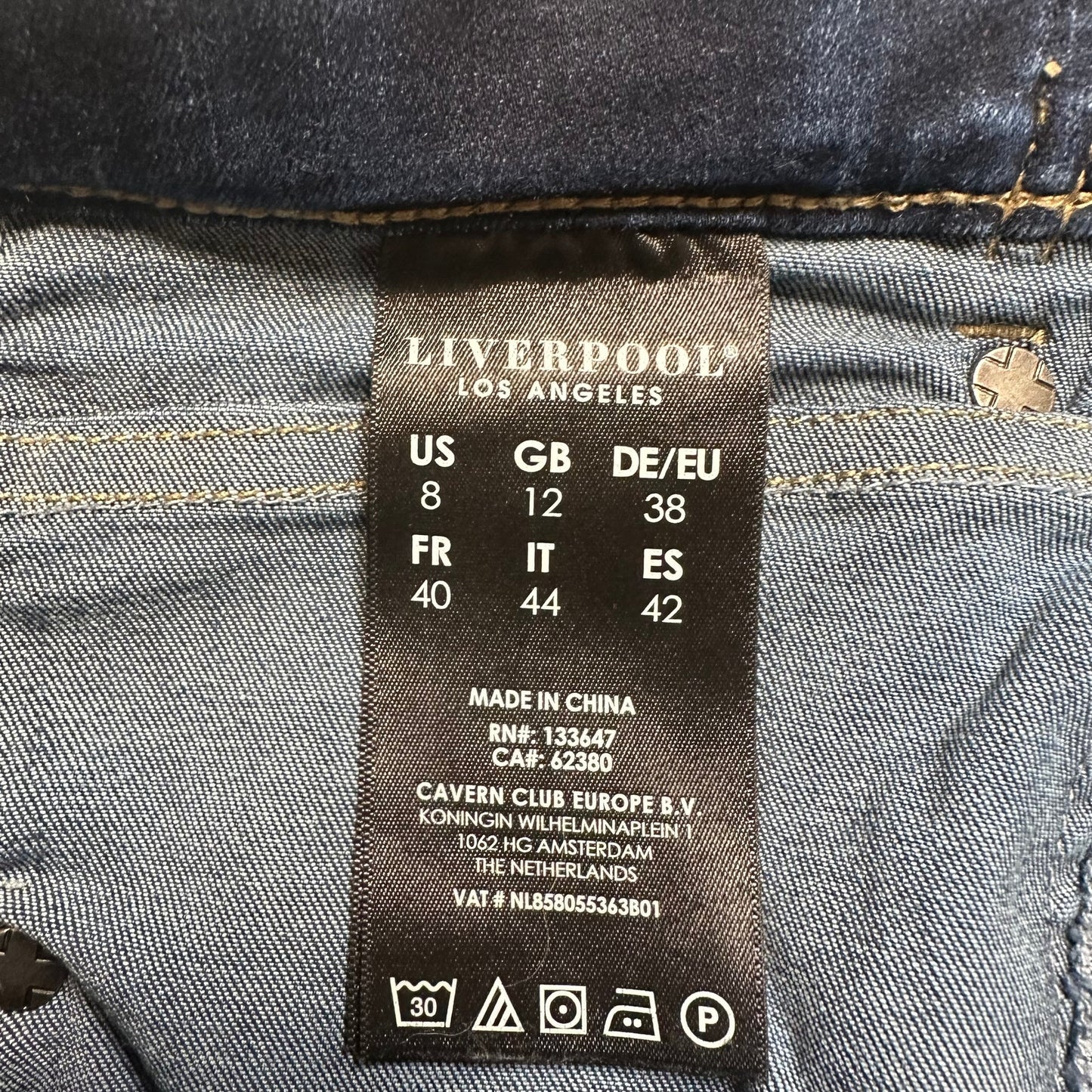 Liverpool The Ankle Skinny Jeans Women's Size 8x29 Blue Dark Wash Distressed