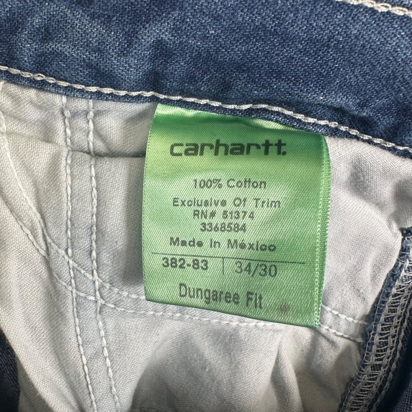 Carhartt Men's Dungaree Fit Straight Jeans 34x30 Blue Denim