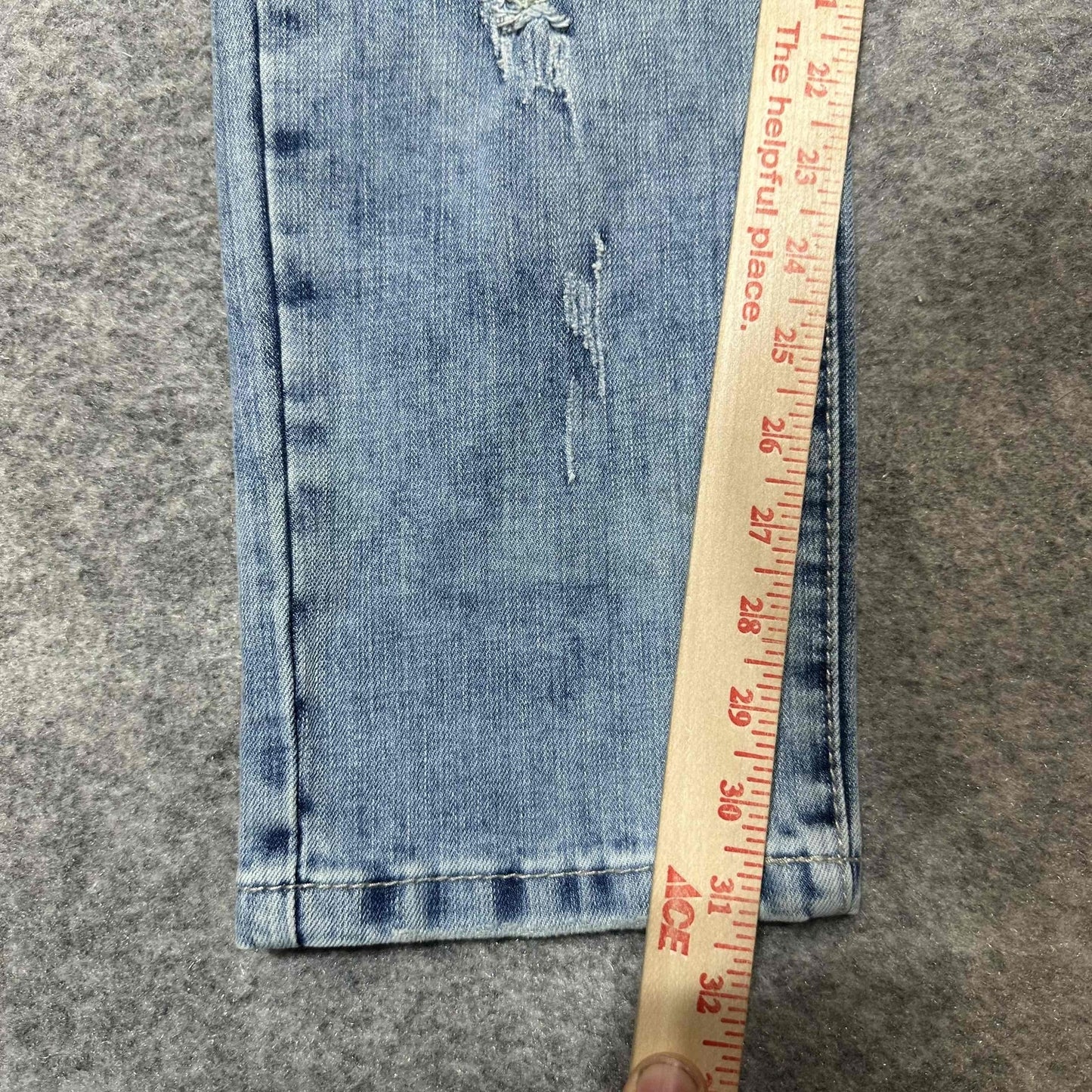 Grindhouse Denim Men's Distressed Skinny Jeans Size 36x32 Blue Light Wash Denim
