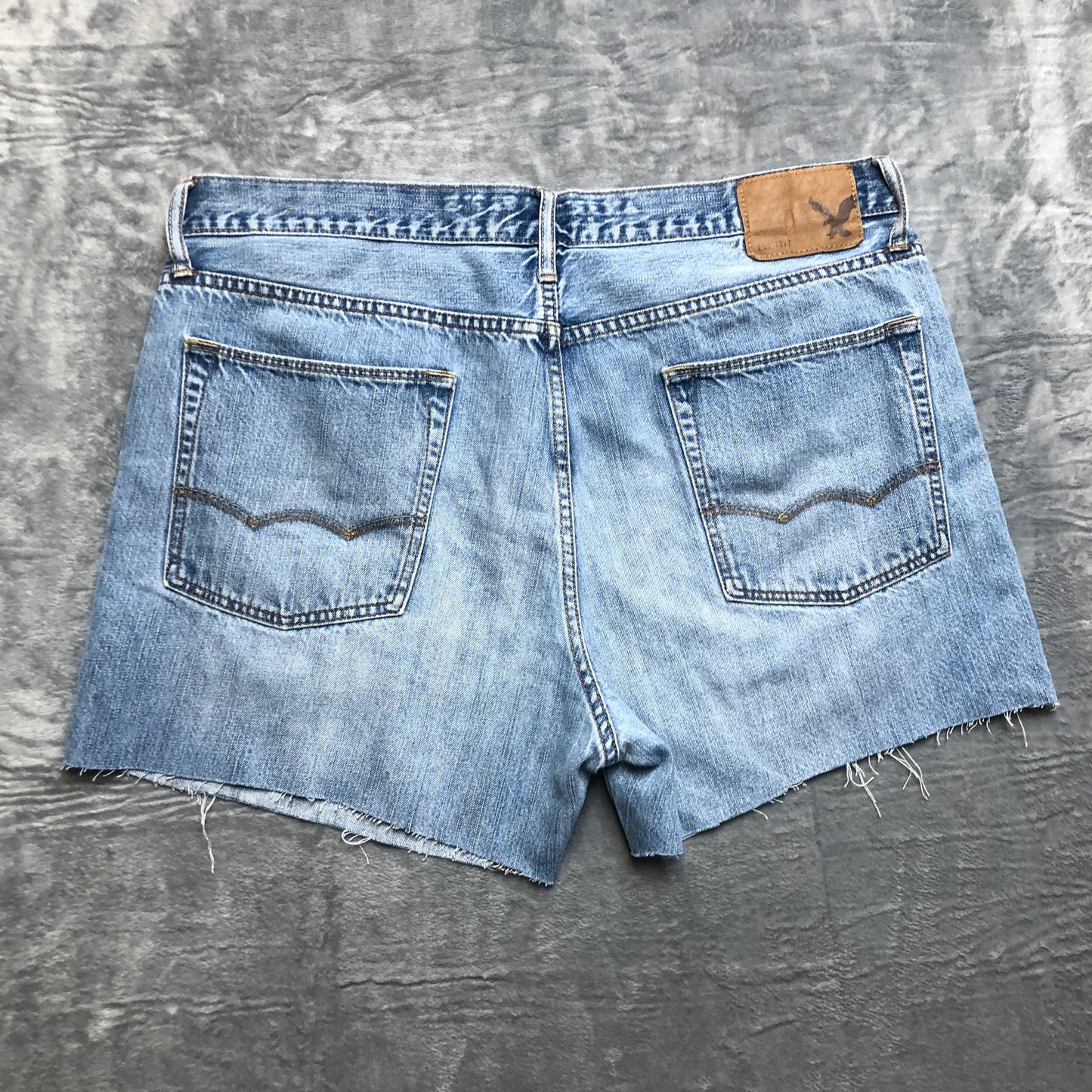 American Eagle Hi Rise Cut Off Shorts Women's Size 38 Light Blue Denim