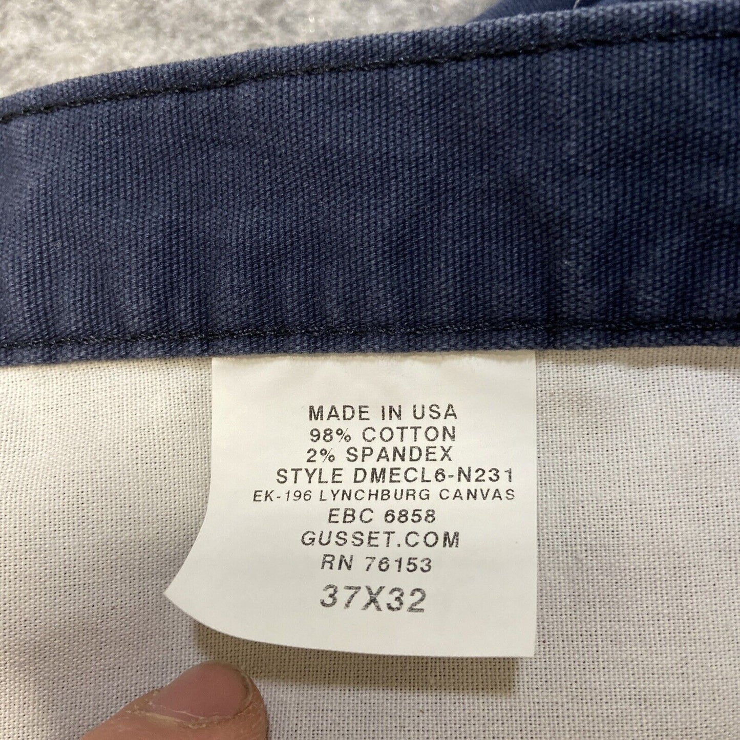 Diamond Gusset Straight Jeans Men's Size 37x30 Dark Blue Lynchburg Canvas Pants