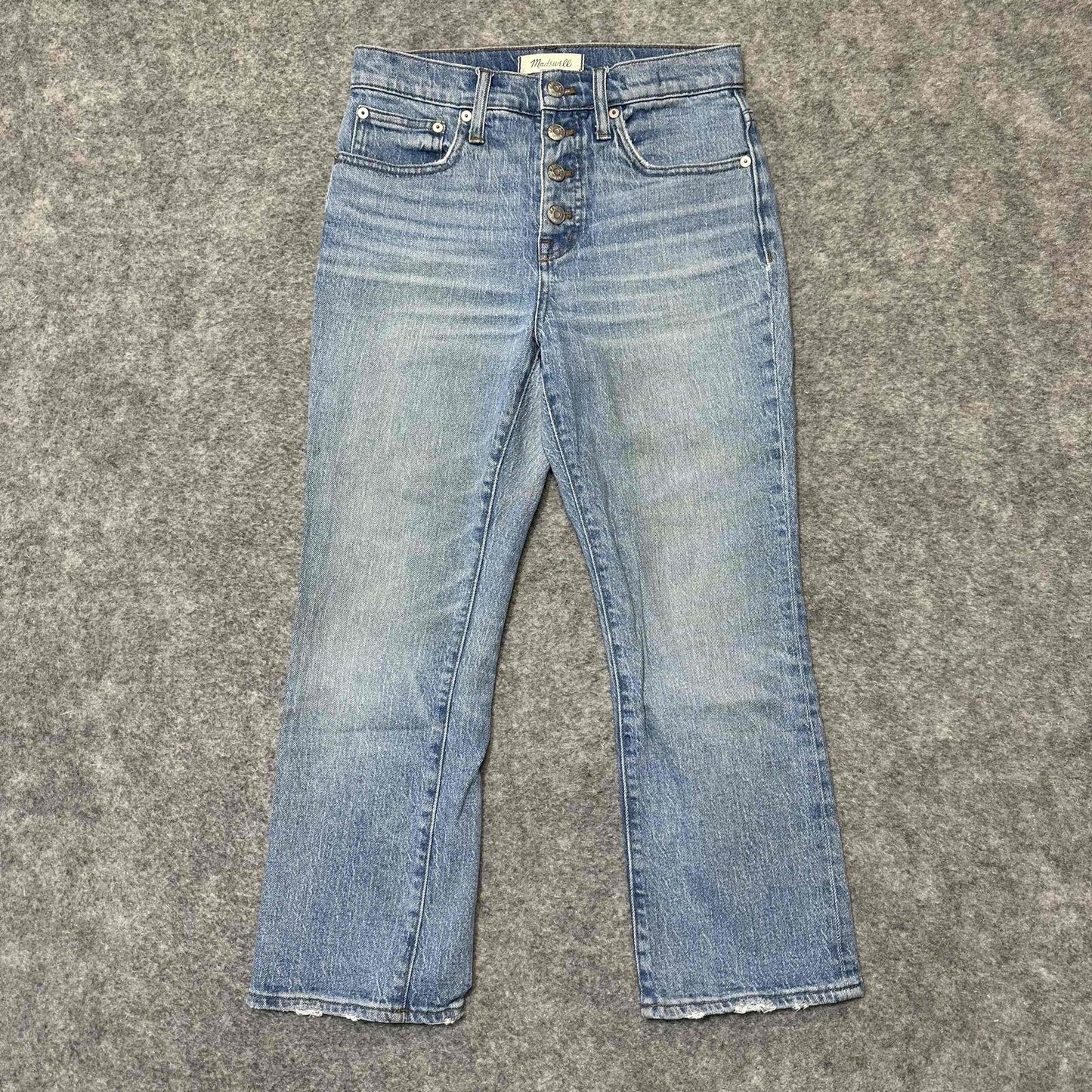 Madewell Women's Button Fly Cropped High Rise Cali Demi Boot Jeans Size 25 Blue