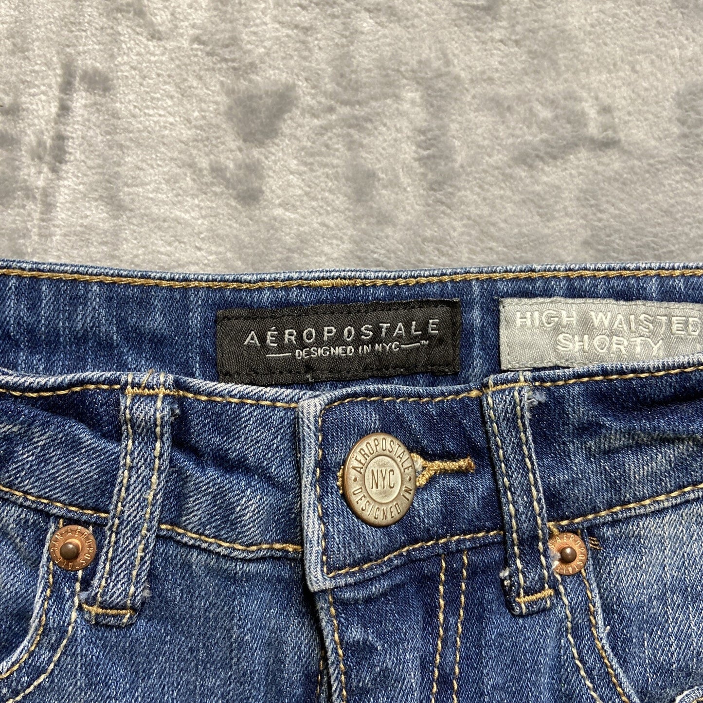 Aeropostale Cutoff Embroidered Denim Jeans Women’s Size 0 Blue Denim