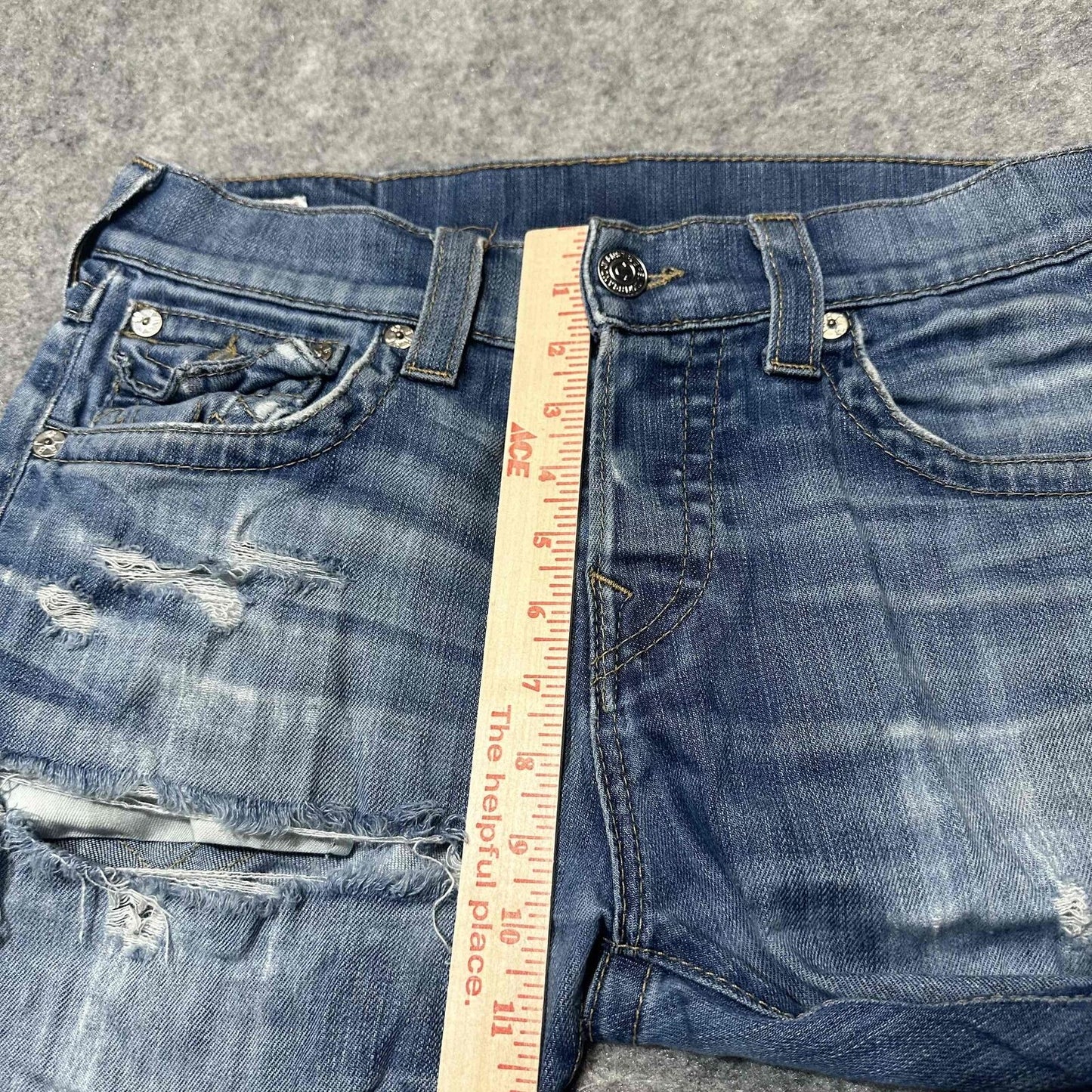True Religion Men's Distressed Ripped Skinny Jeans Size 29 Blue Medium Wash