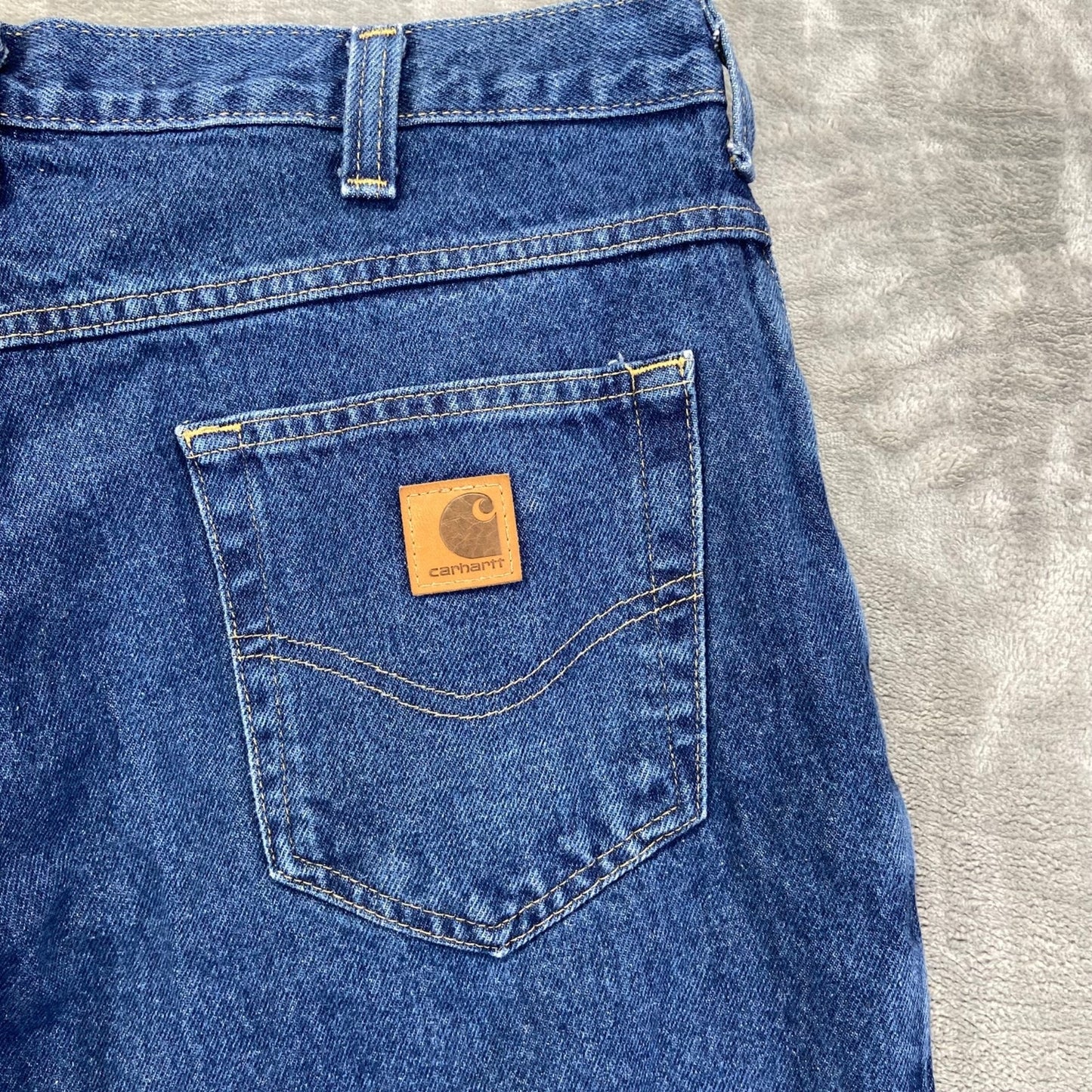 New Carhartt Relaxed Fit Straight Jeans Men's Sz 36x32 Blue Medium Wash MSRP $45