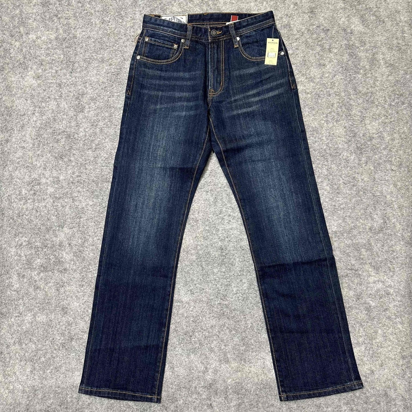 New John B. Stetson Co. Men's Slim Straight Jeans Size 28x32 Blue Dark Denim