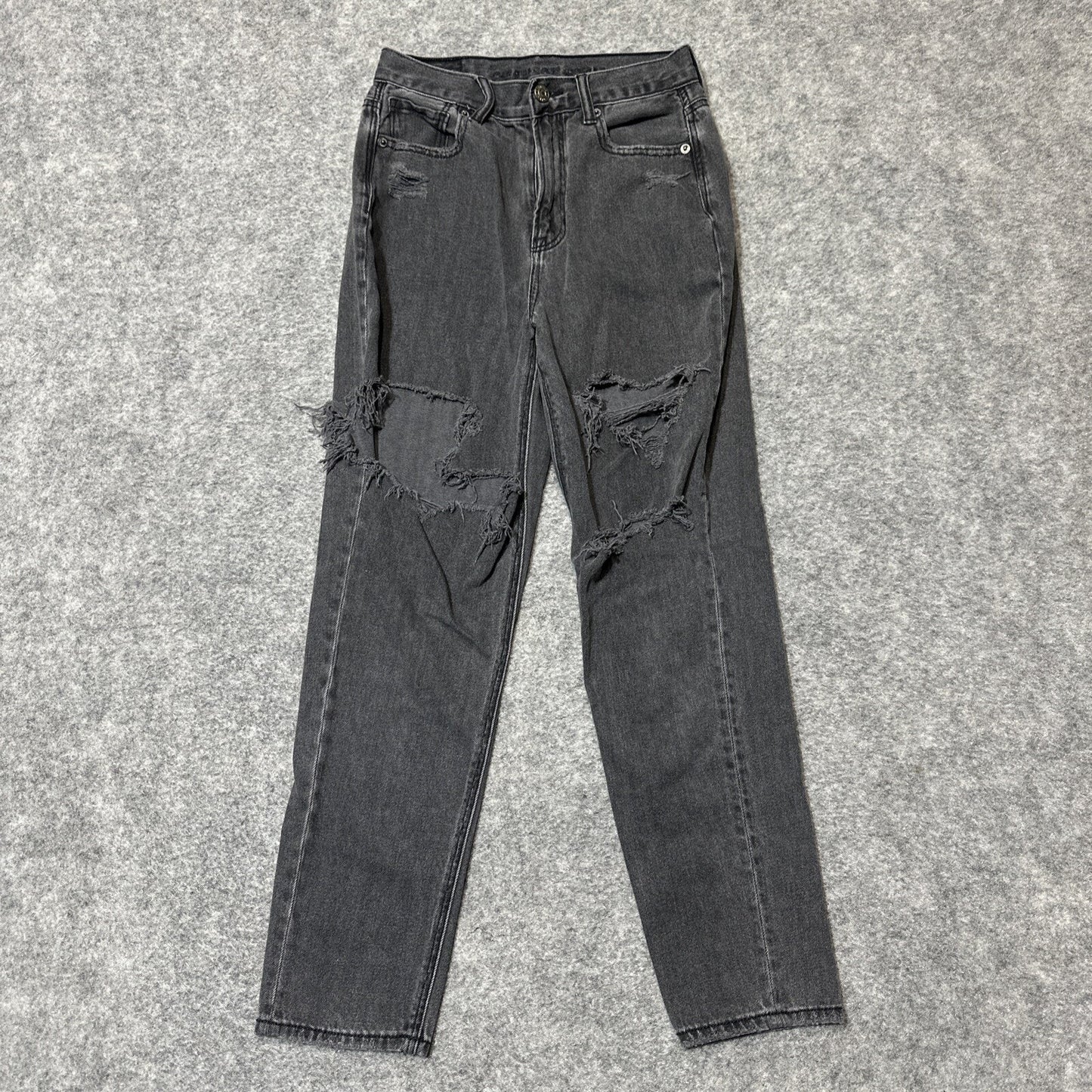 American Eagle Women's Distressed Mom Jeans Size 0R Gray Denim