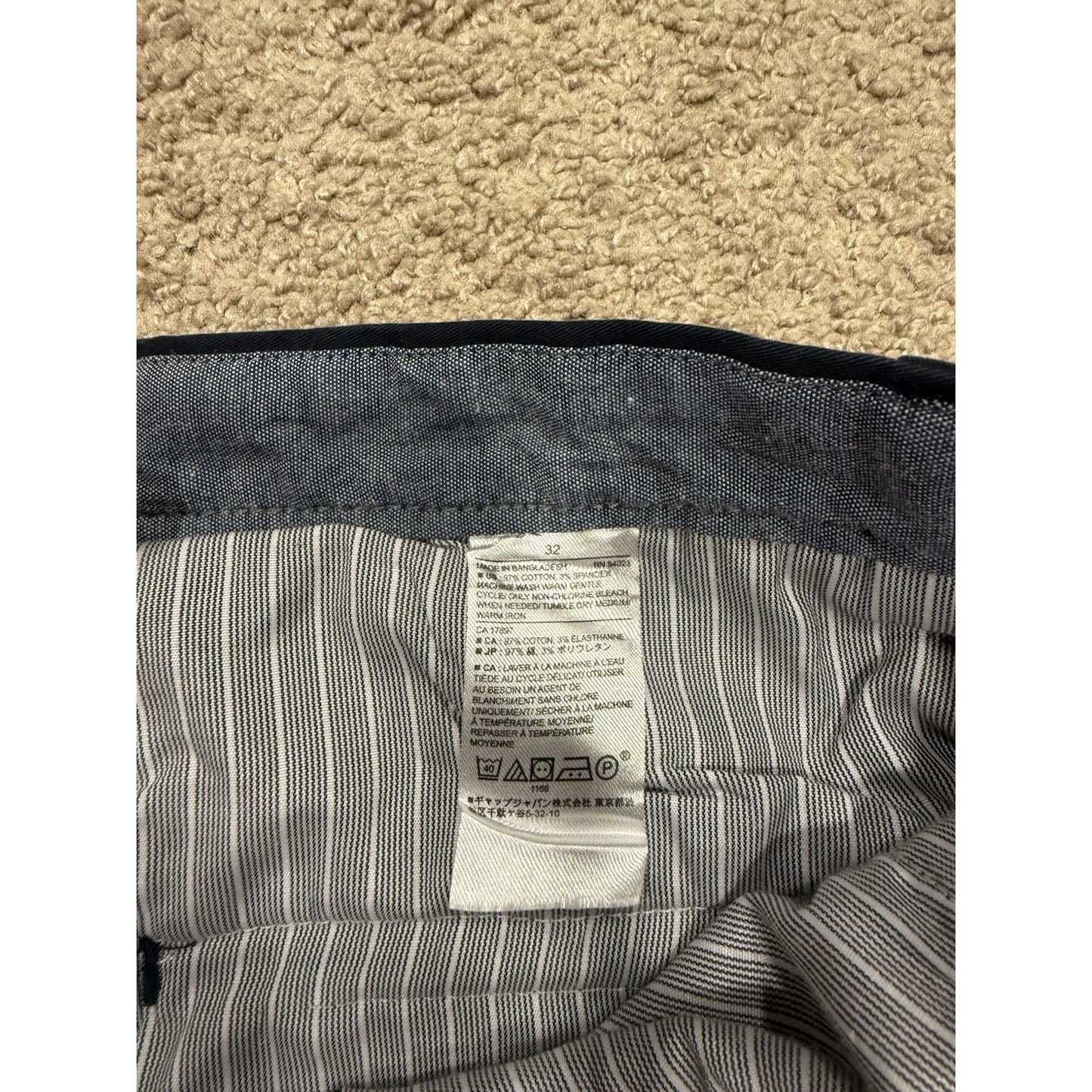 Banana Republic Emerson Chino Shorts Men's 32 Navy Flat Front Slash Pocket