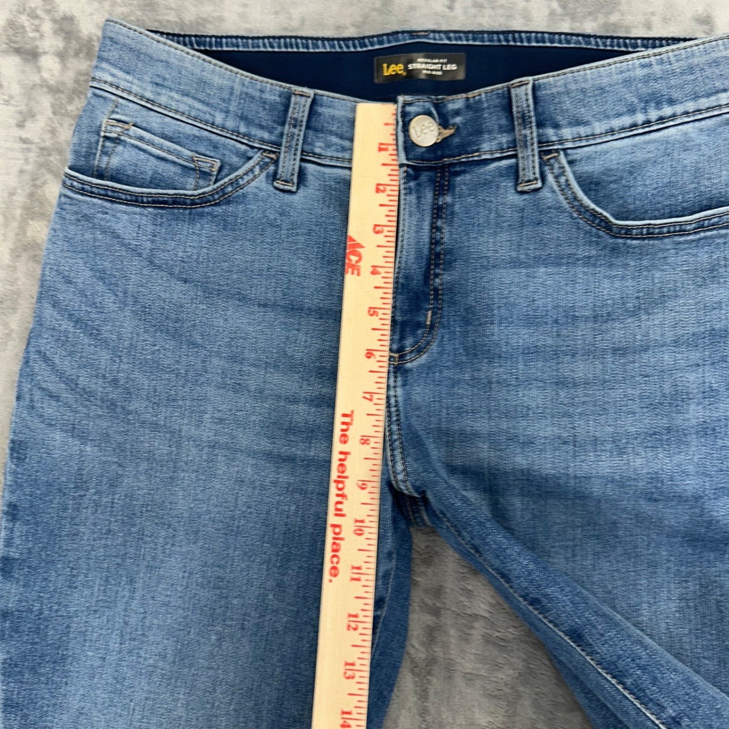Lee Women's Flex Motion Straight Leg Jeans Size 12 Long Blue Denim