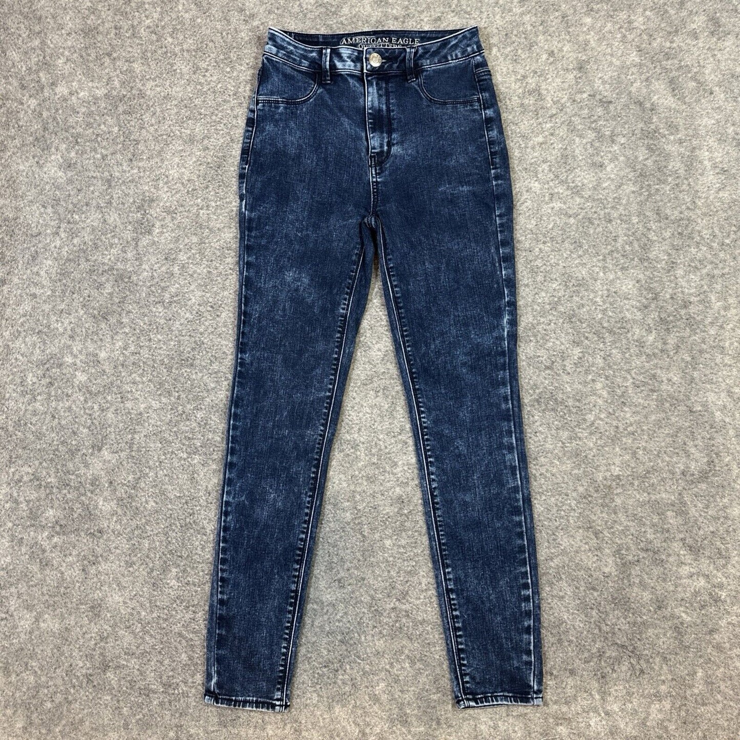 American Eagle Super Stretch Sky High Jegging Women's 2R Dark Blue Acid Wash