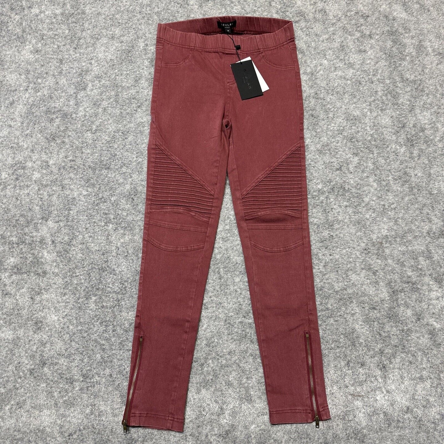 New Beulah Women's Skinny Fit Leggings Size M Medium Red Dark Wash Pants