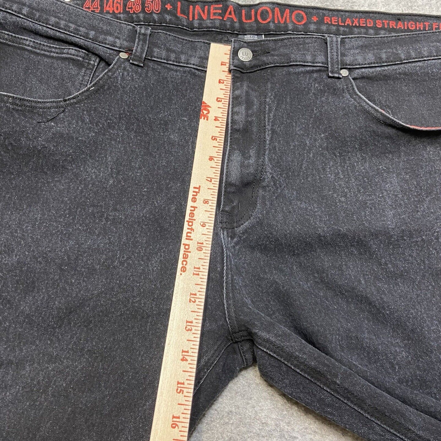 Linea Uomo Relaxed Straight Jeans Men's Size 46x30 Black Denim
