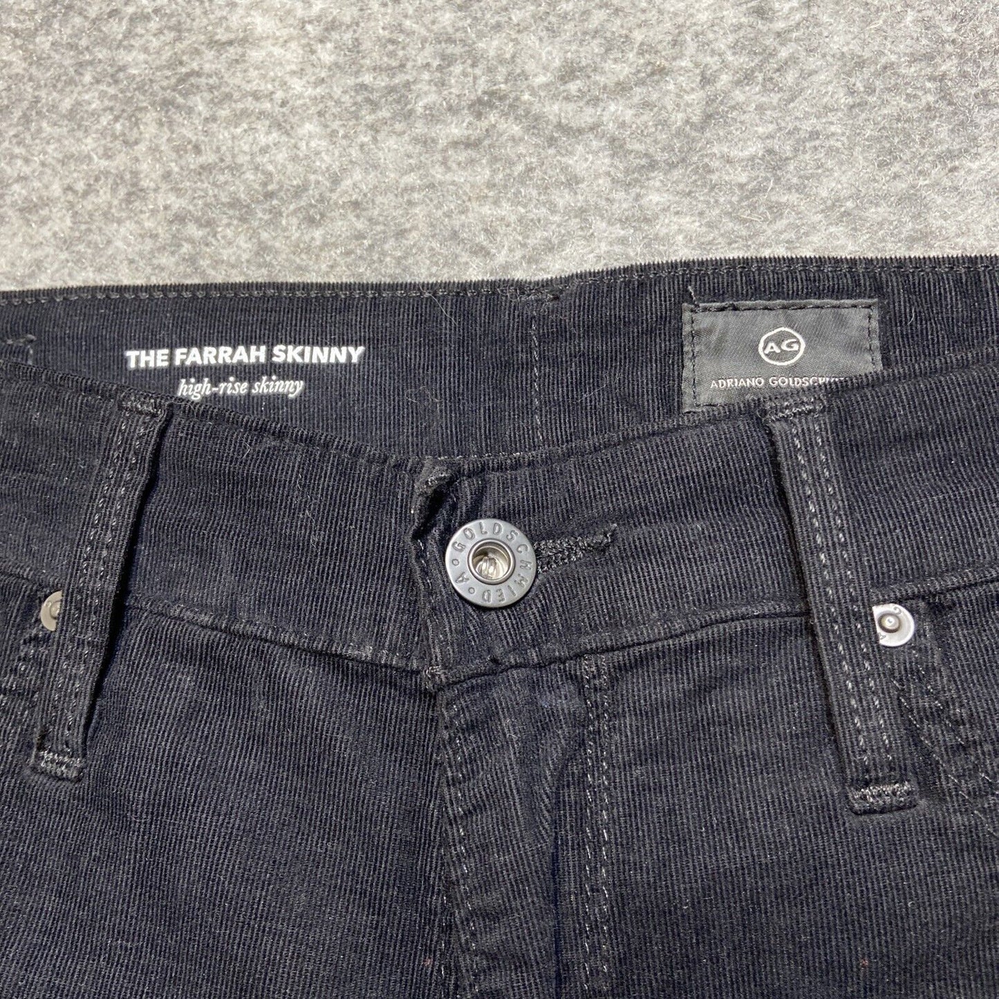 AG Adriano Goldschmied The Farah Skinny High Rise Corduroy Jeans Womens 29 Black