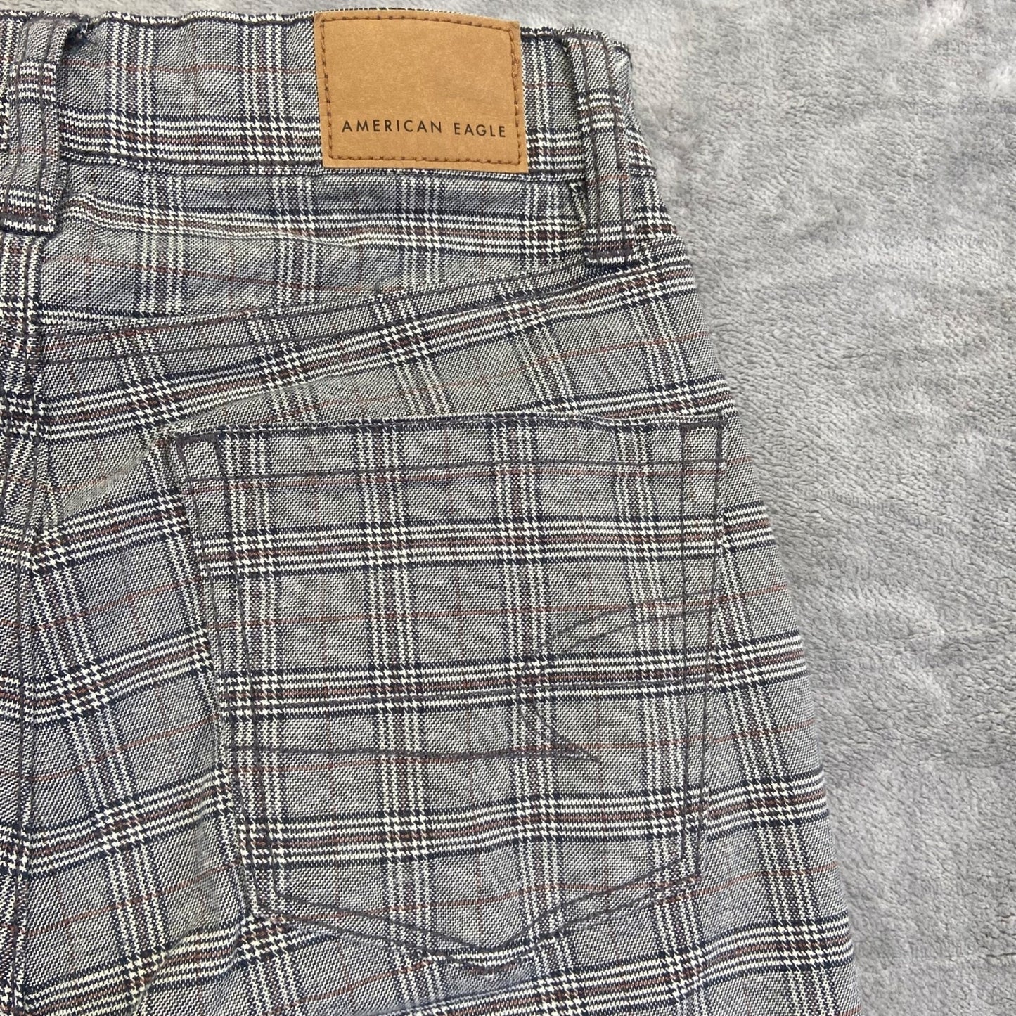 American Eagle Plaid Stretch Pants Women's Size 000 Gray Cotton Blend