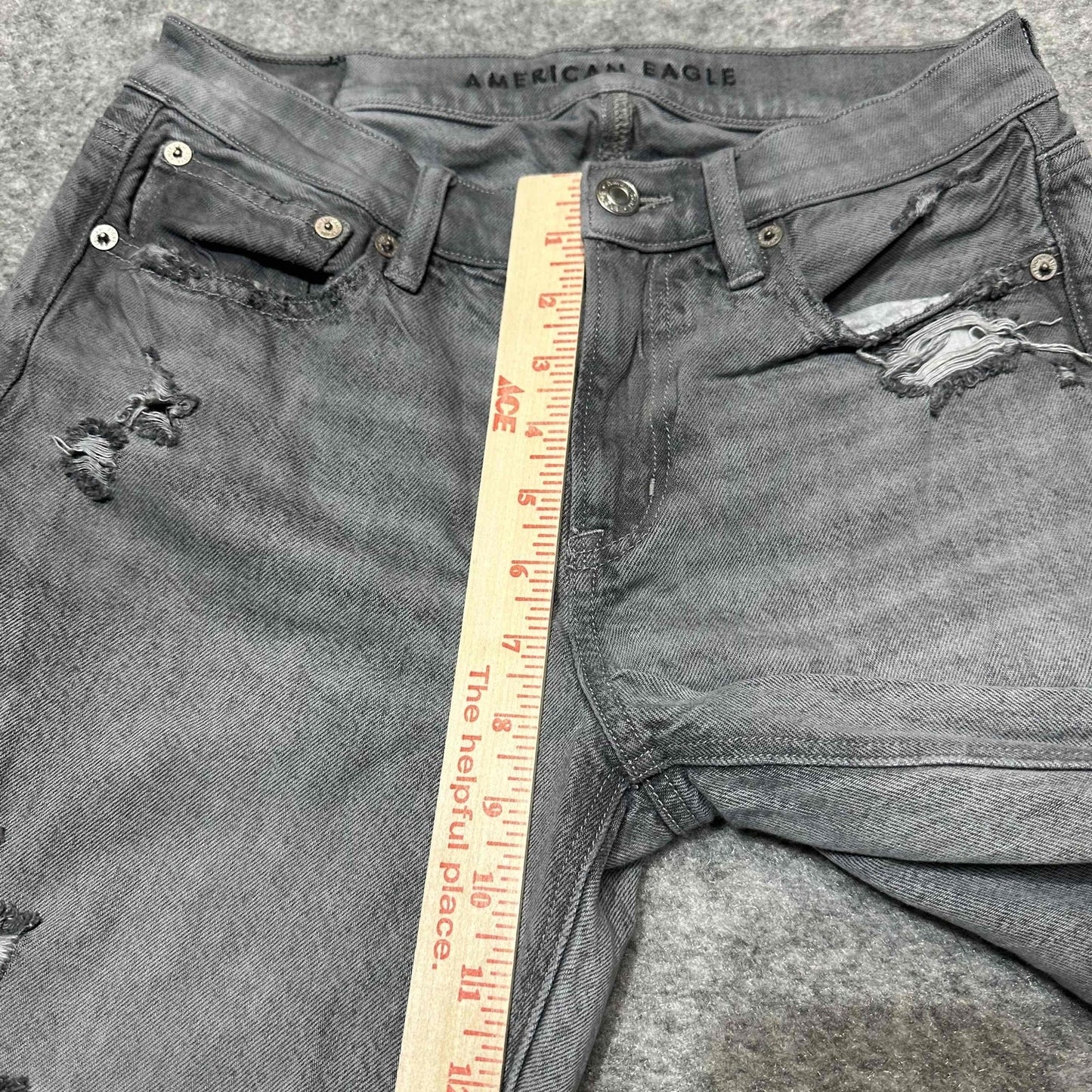 American Eagle 90s Women's Distressed Straight Jeans Size 0R Grey Denim