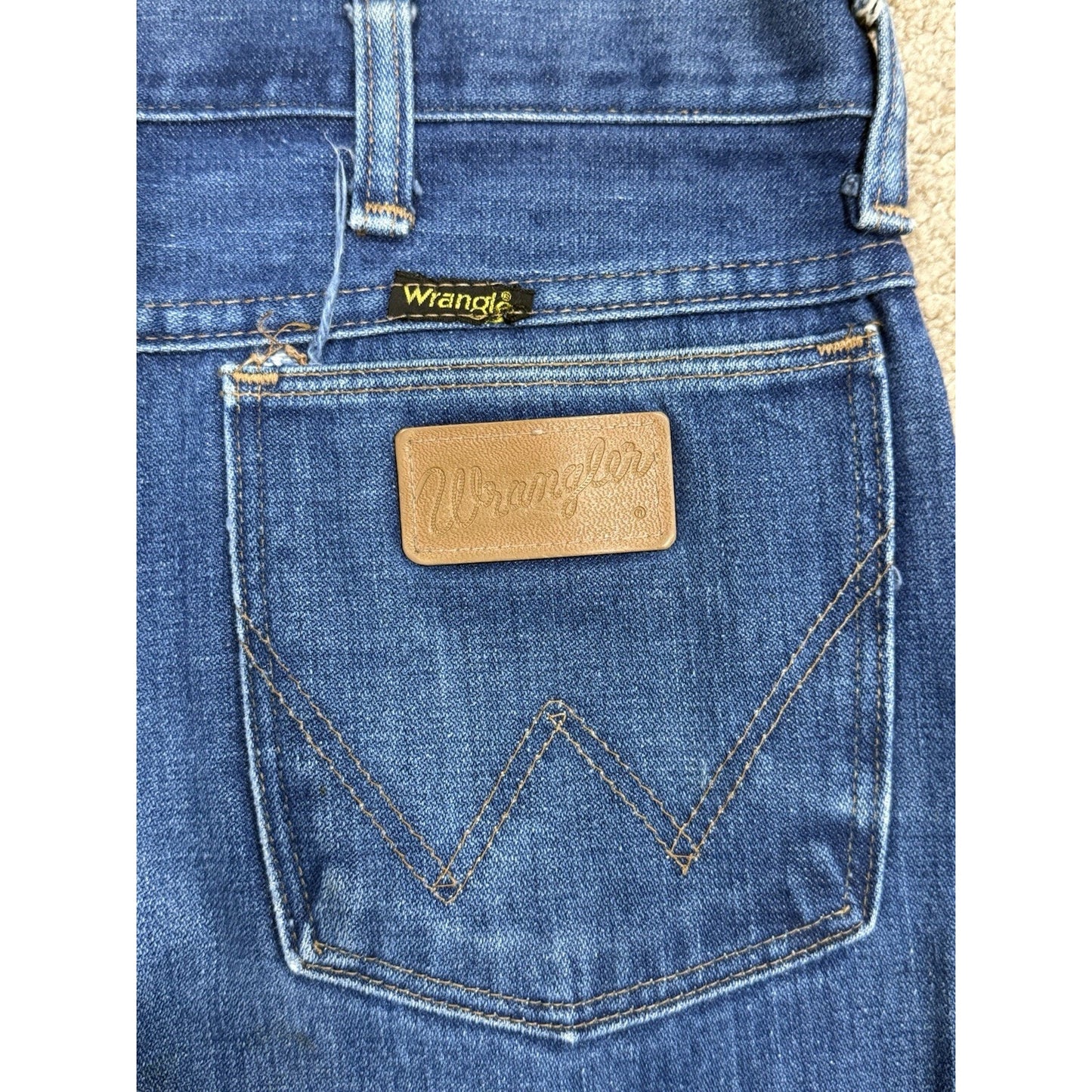 Vintage Wrangler NO FAULT Mens Blue Jeans Cowboy Cut Original Fit - 34 X 34