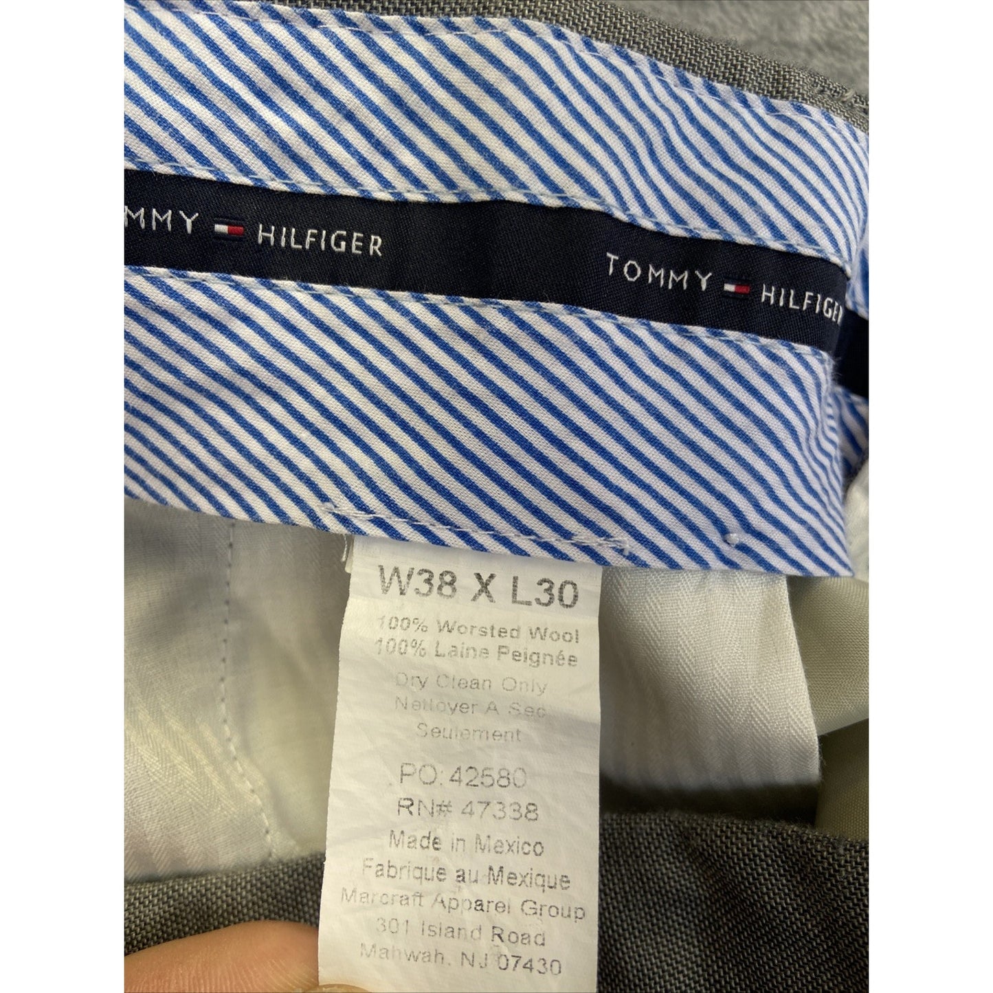 Tommy Hilfiger Worsted Wool Formal Pants Dress Pants Men's Size 38x30 Gray