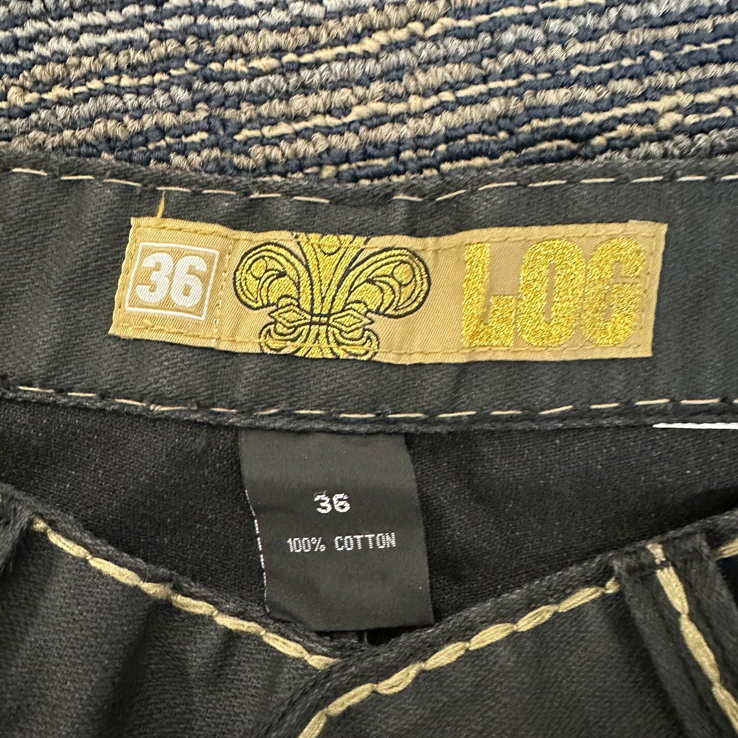 LOG Leather Relaxed Jeans Men's Size 36 Black Denim